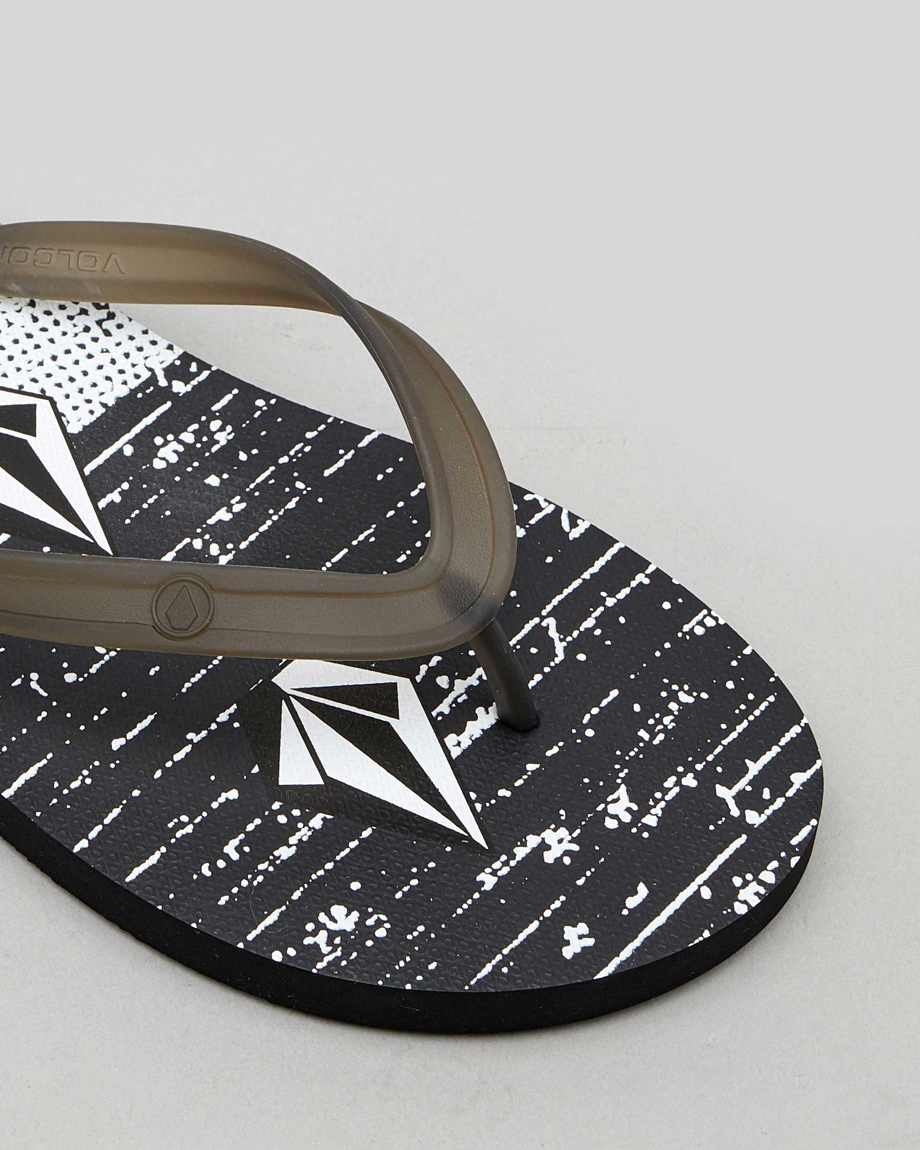 Shop Volcom Rocker 2 Thongs In Black/white - Fast Shipping & Easy ...