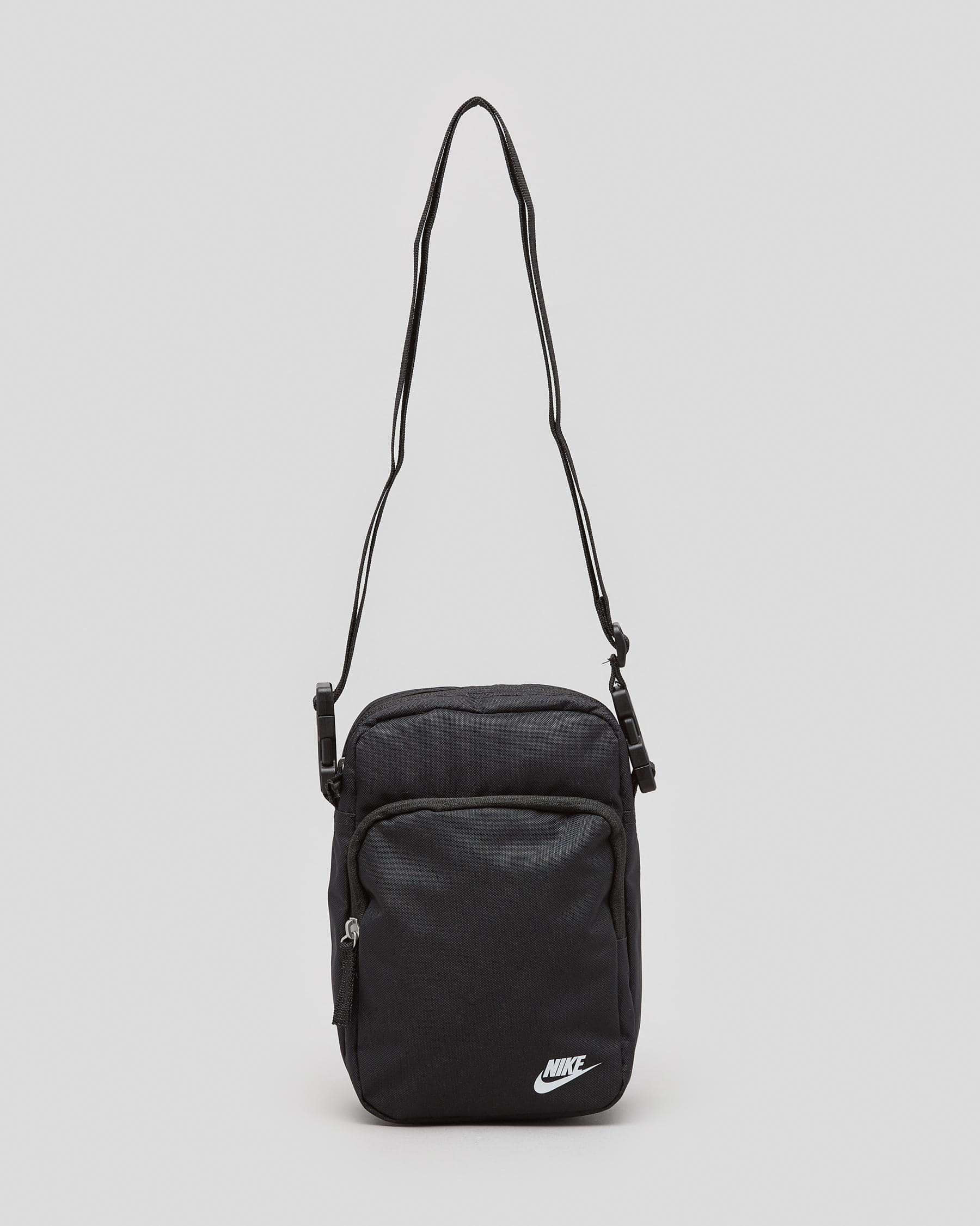 Shop Nike Heritage Crossbody Bag In Black/black/white - Fast Shipping ...