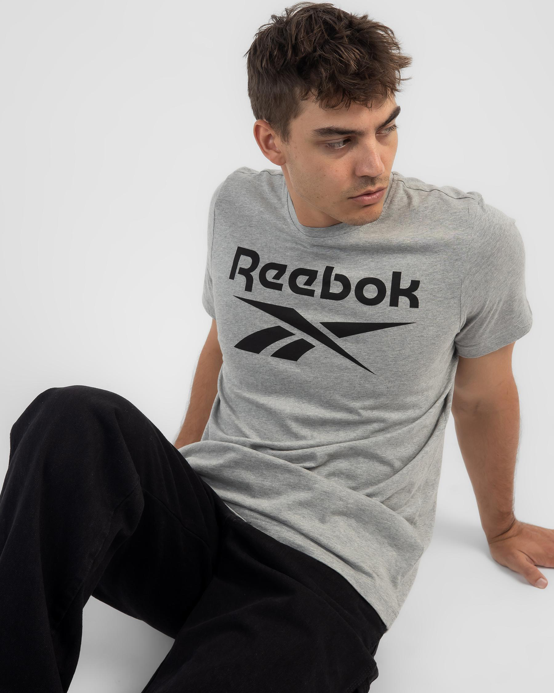 Shop Reebok Big Logo T-Shirt In Medium Grey Heather - Fast Shipping