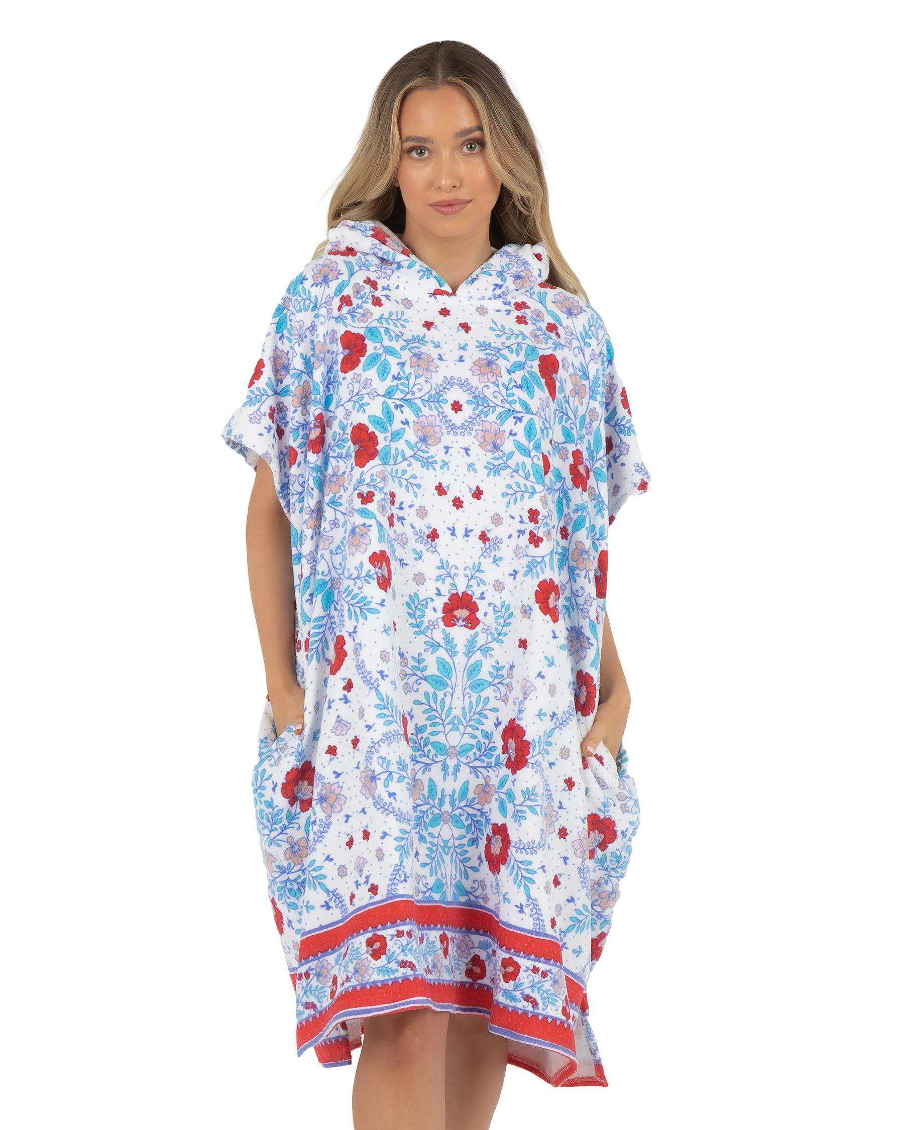 Topanga Loxie Hooded Towel In Red/ Blue FREE* Shipping & Easy Returns