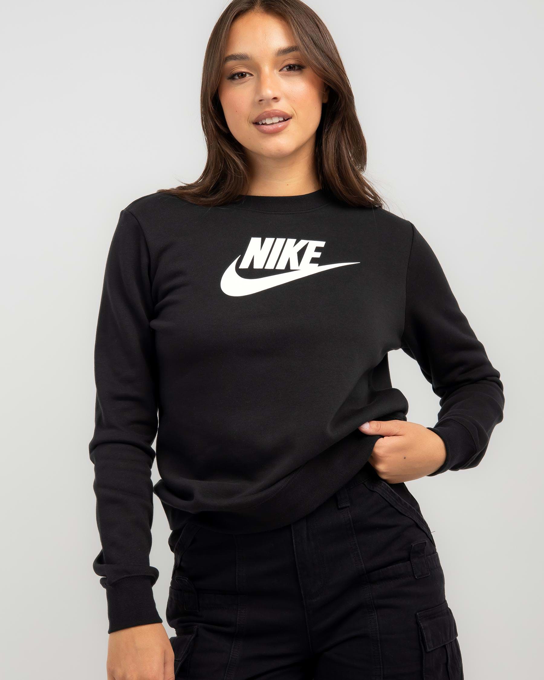 Shop Nike Club Sweatshirt In Black/white - Fast Shipping & Easy Returns ...