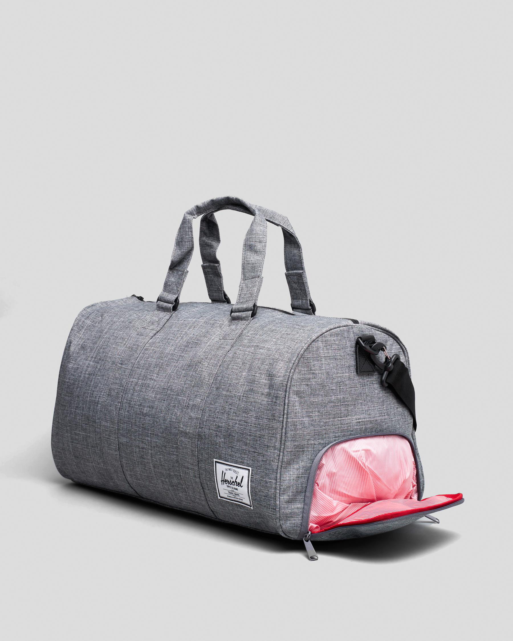 Shop Herschel Novel Duffle Bag In Raven Crosshatch Fast Shipping