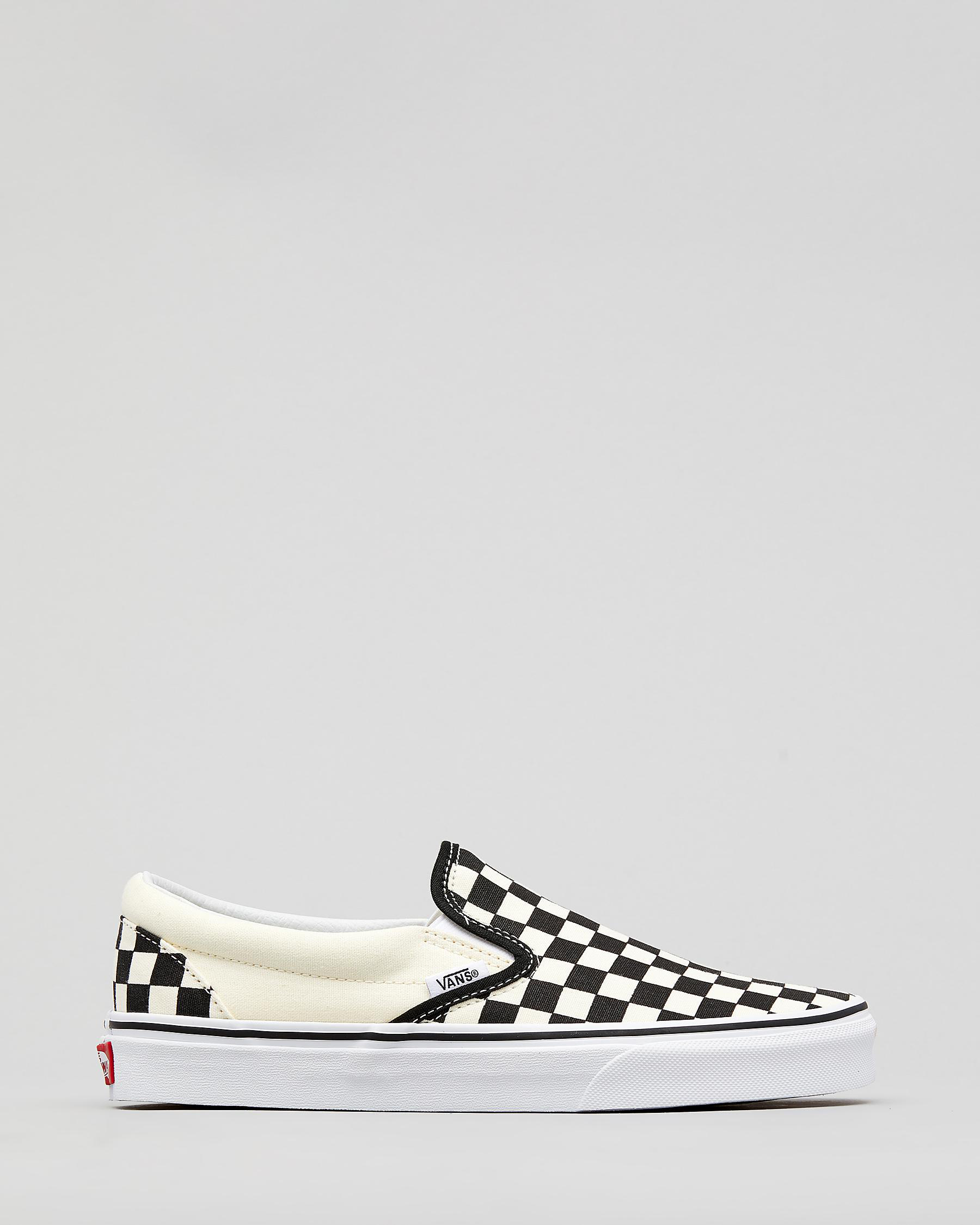 Vans Womens Classic Slip-On Shoes In Black / White - Fast Shipping ...