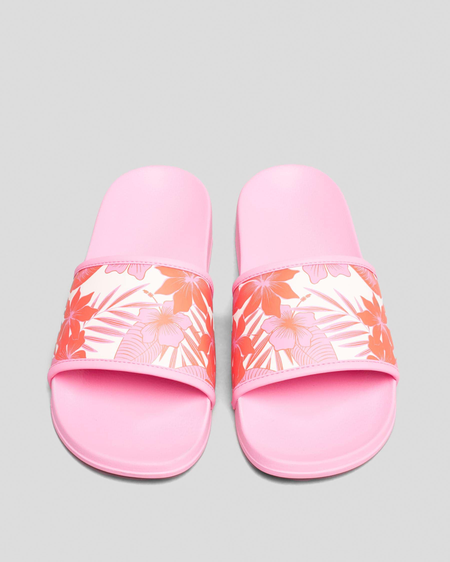 Roxy Slippy Slide Sandals In Crazy Pink Flower - Fast Shipping & Easy ...