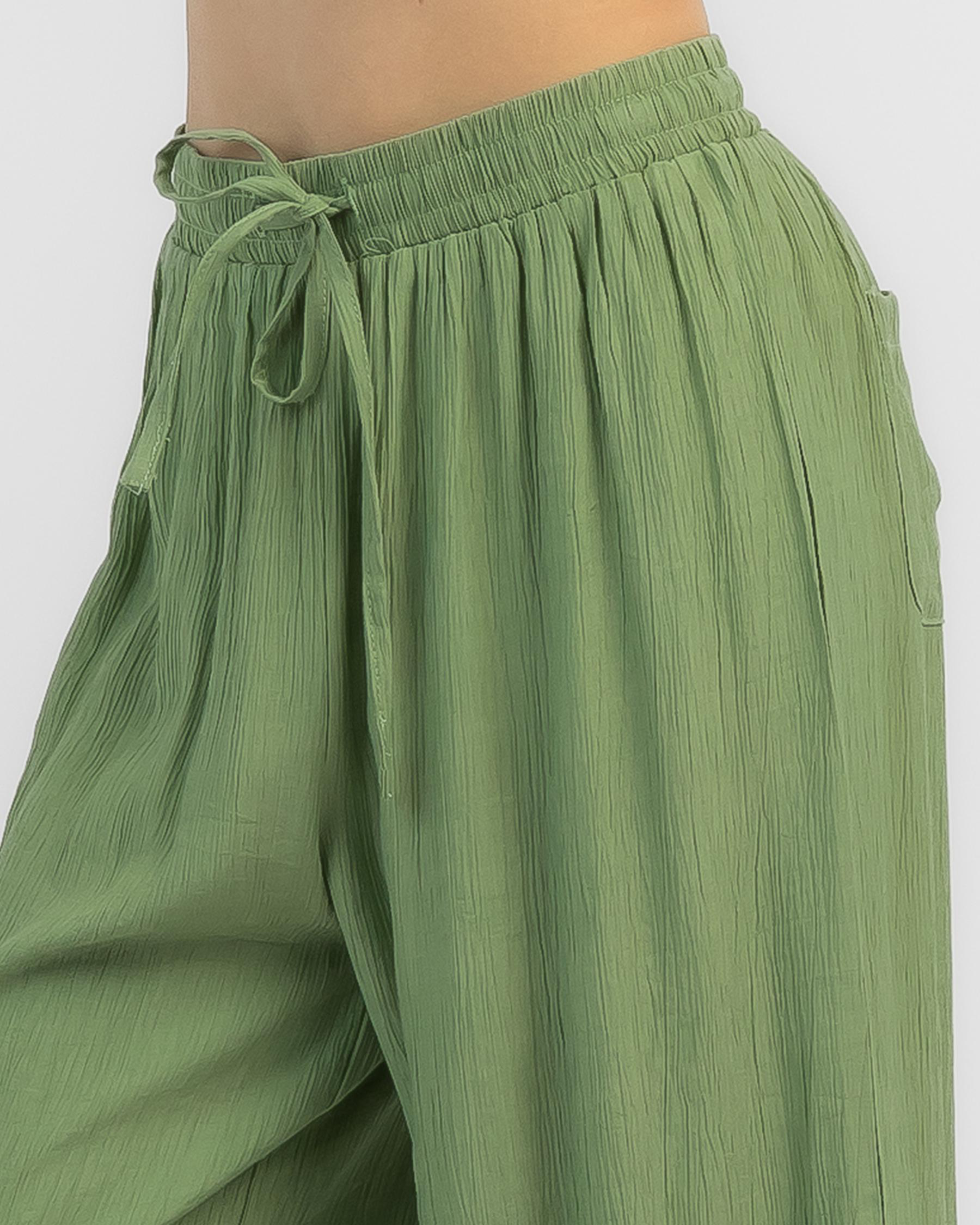 Shop Mooloola Girls' Napali Beach Pants In Sage Fast Shipping & Easy