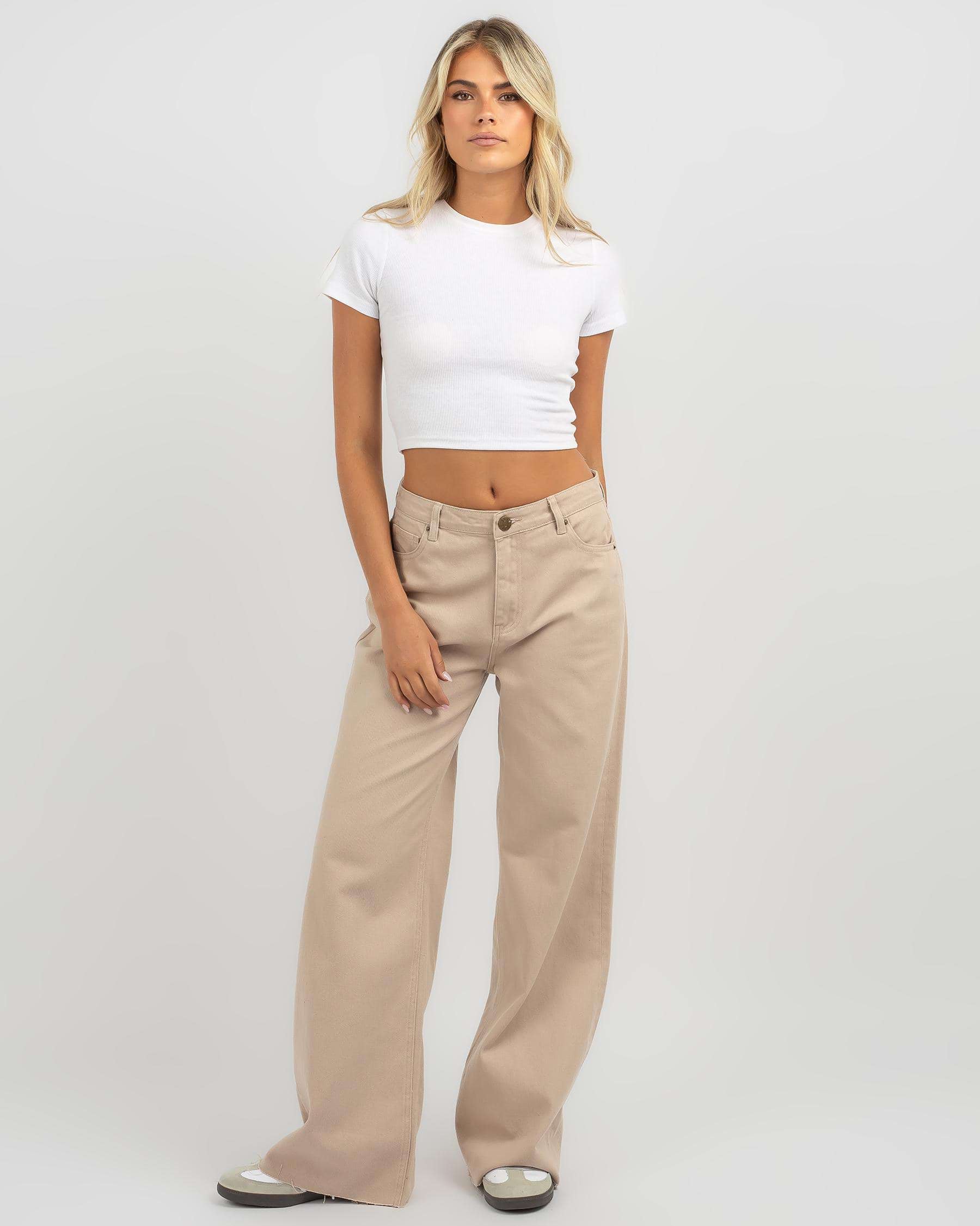DESU Willow Wide Leg Jeans In Latte - FREE* Shipping & Easy Returns ...