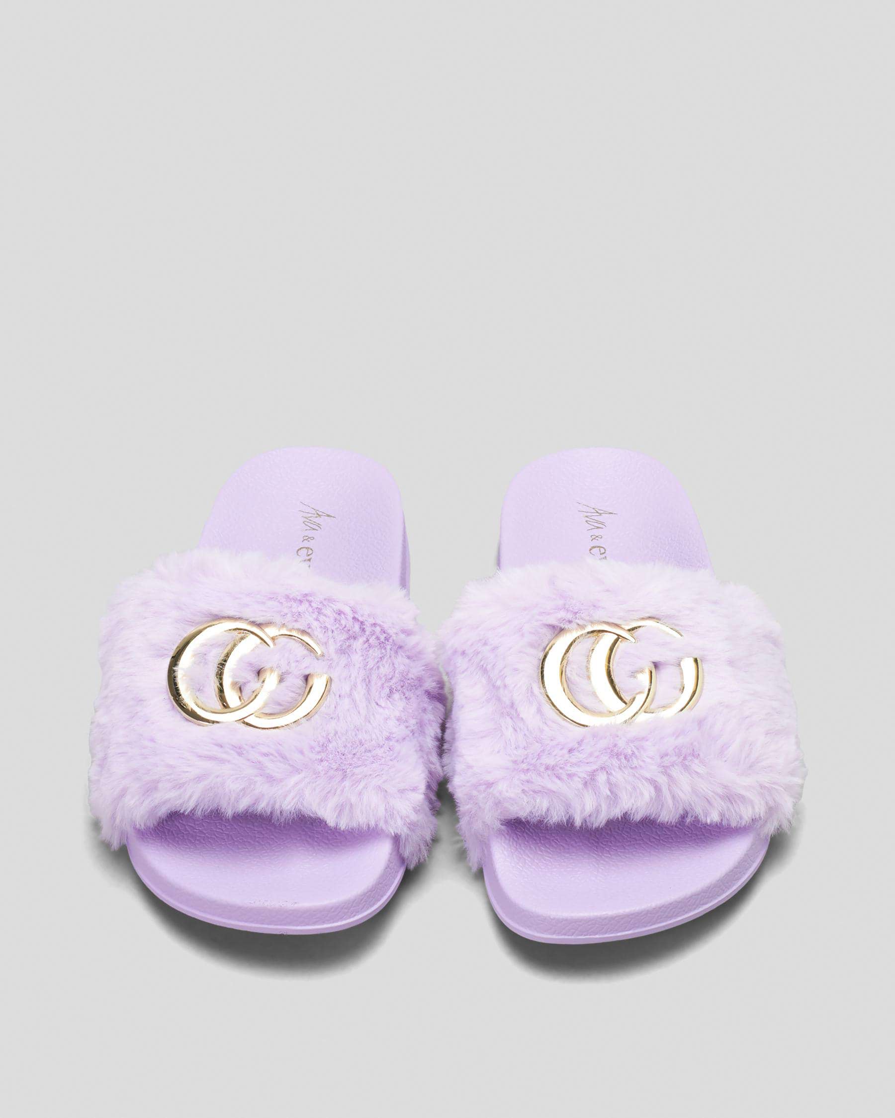 Ava And Ever Girls' Hearsay Slide Sandals In Lilac/gold - Fast Shipping ...