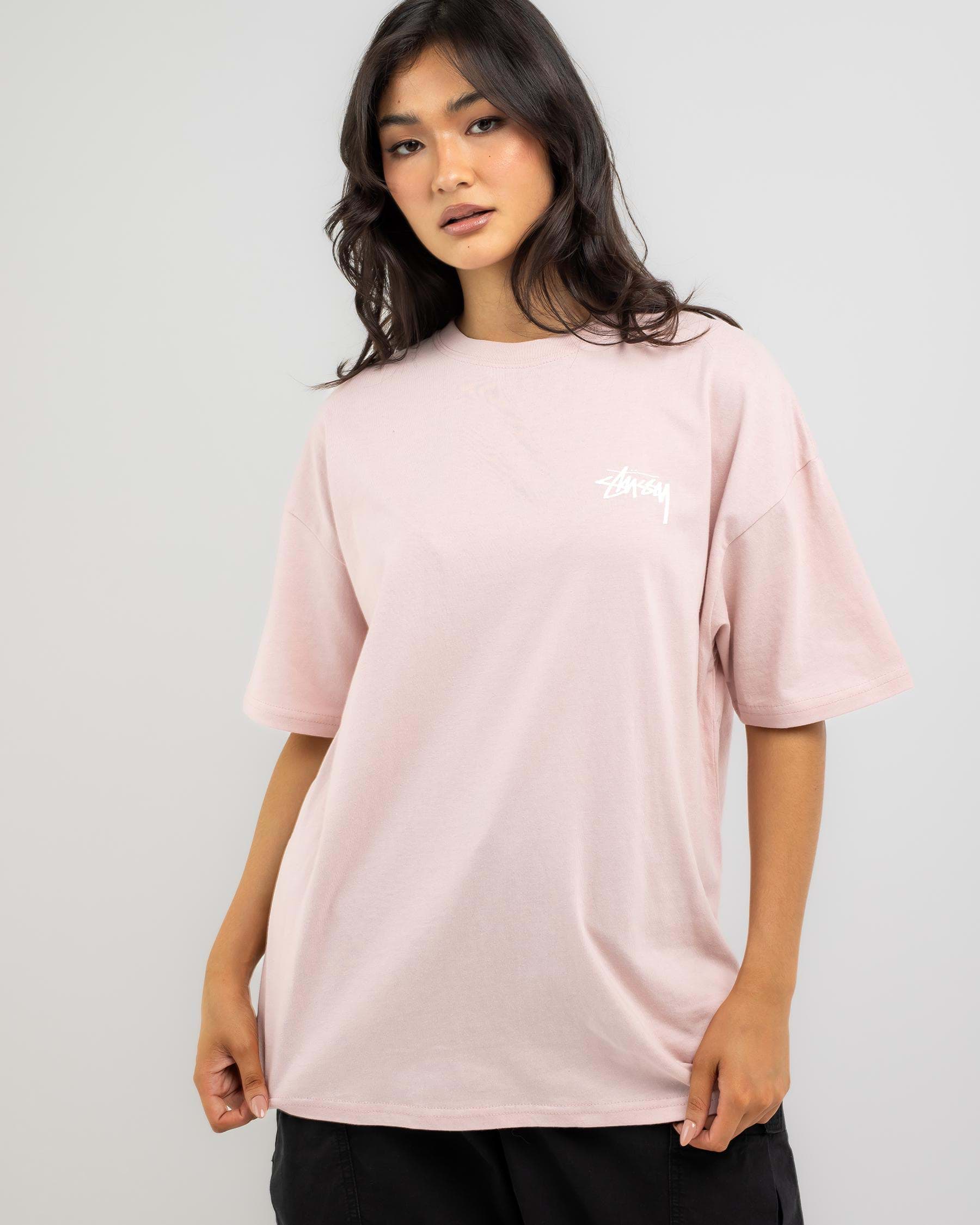 Shop Stussy Fluffy Dice Relaxed T-Shirt In Washed Pink - Fast Shipping ...