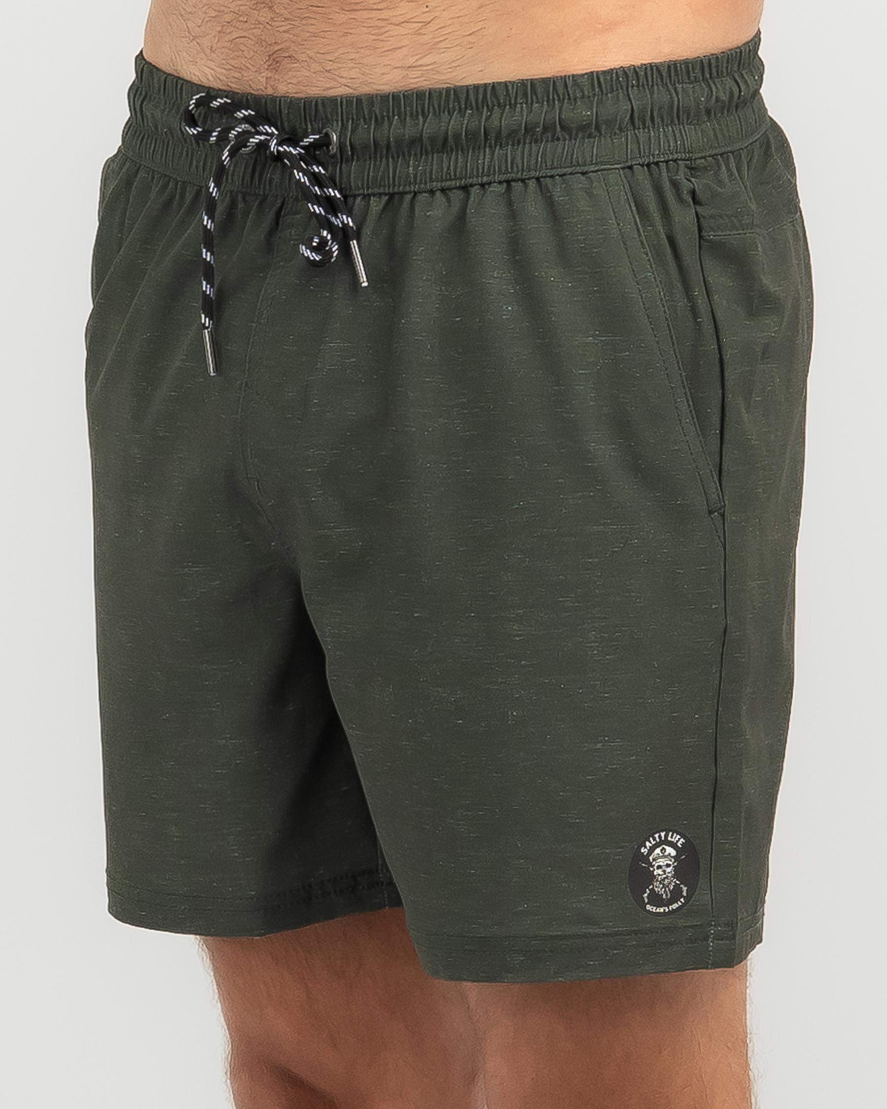 Shop Salty Life Formal Mully Shorts In Washed Olive - Fast Shipping ...
