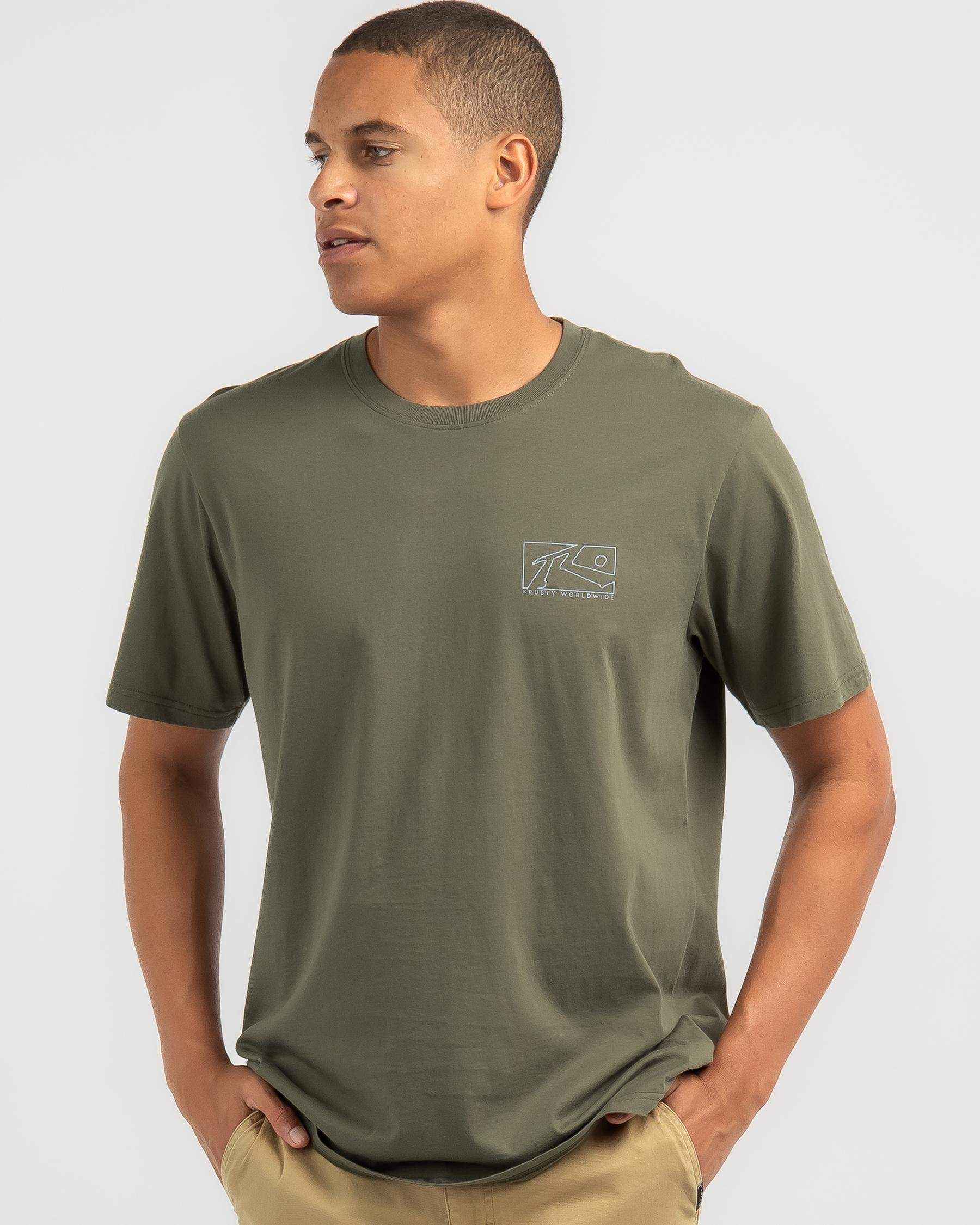 Shop Rusty Boxed Out T-Shirt In Rifle Green - Fast Shipping & Easy ...