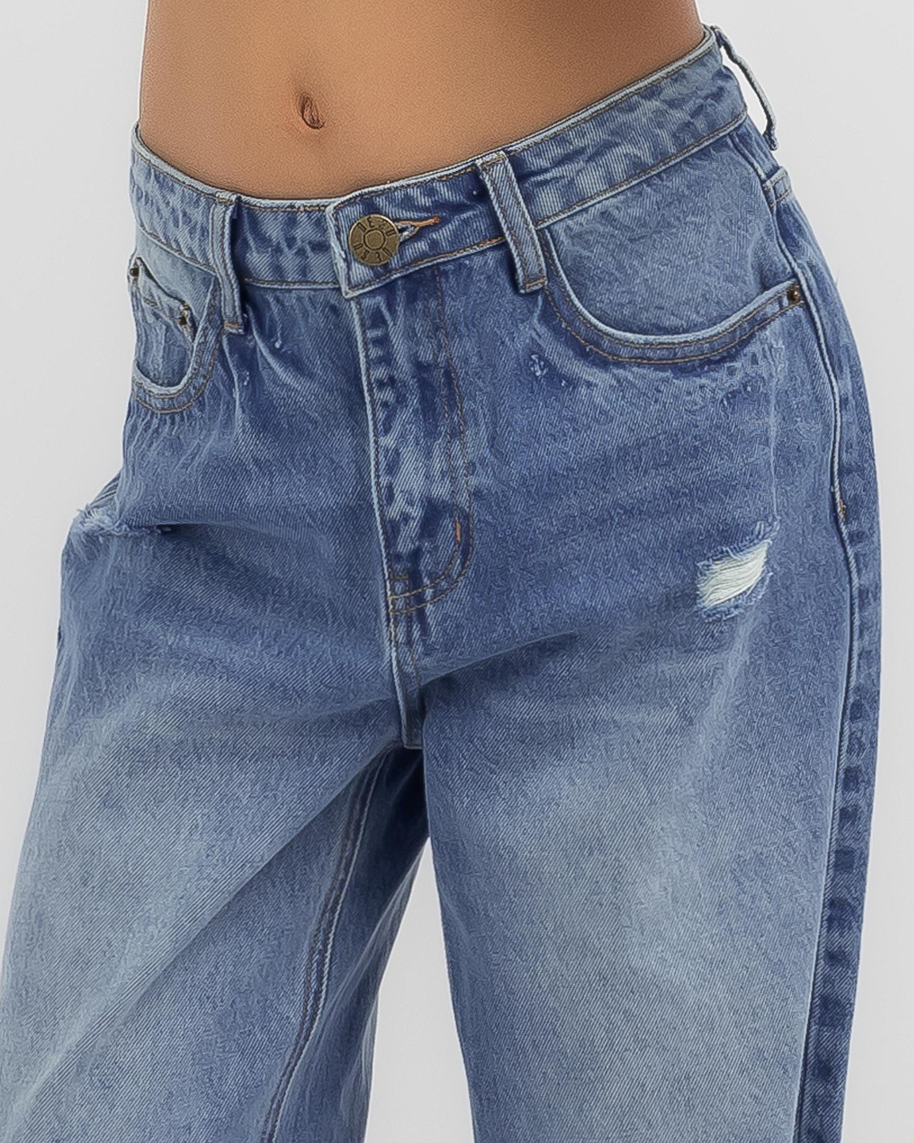 Shop DESU Girls' Utah Jeans In Classic Mid Blue Fast Shipping & Easy Returns City Beach