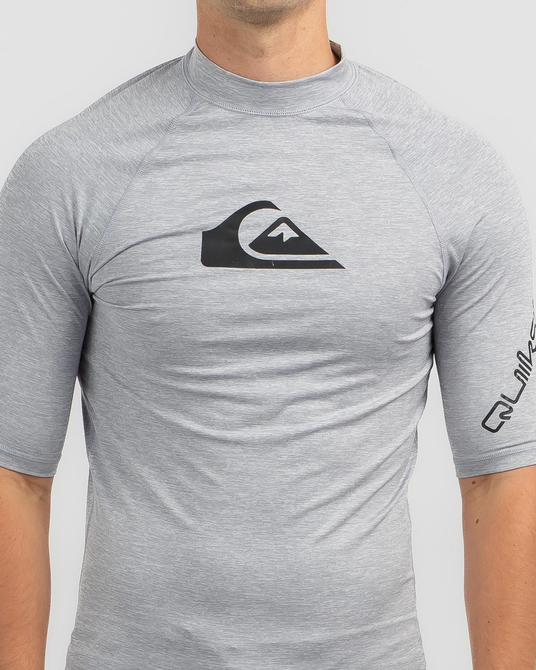 Shop Quiksilver All Time Short Sleeve Rash Vest In Sleet Heather Fast