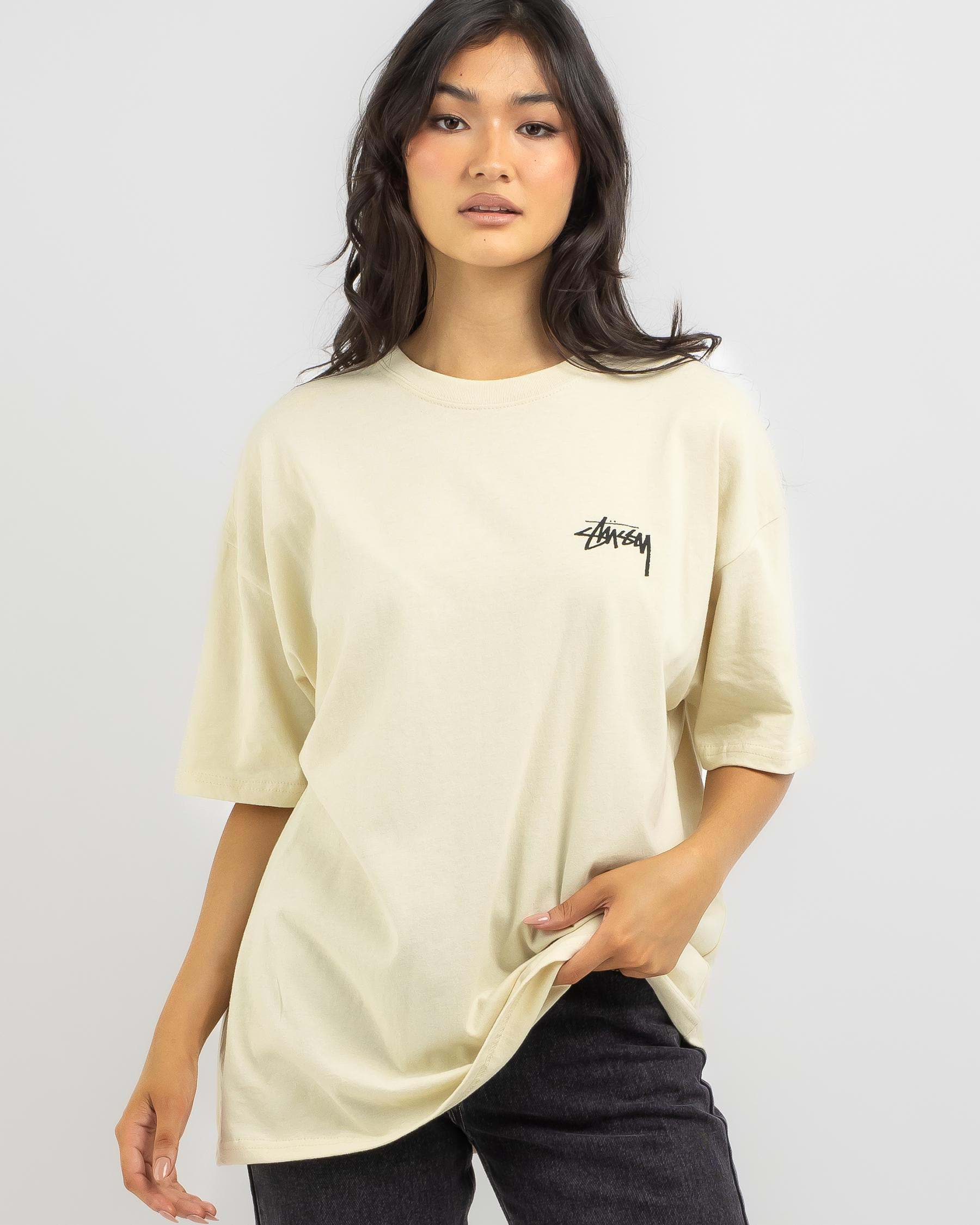 Shop Stussy Fluffy Dice Relaxed T-Shirt In White Sand - Fast Shipping ...