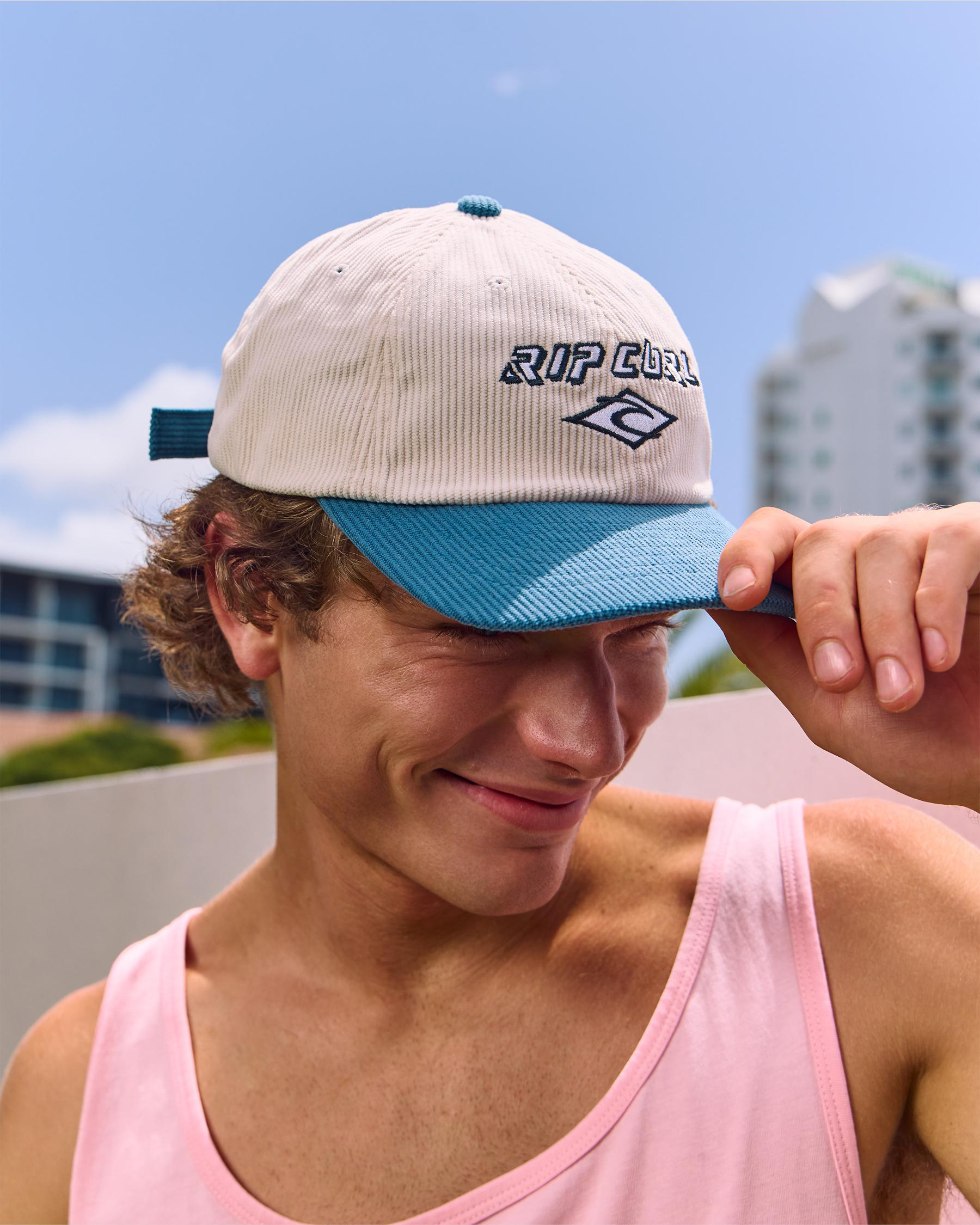 Shop Rip Curl Diamond 2.0 Adjust Cap In Bone/bright Blue - Fast ...
