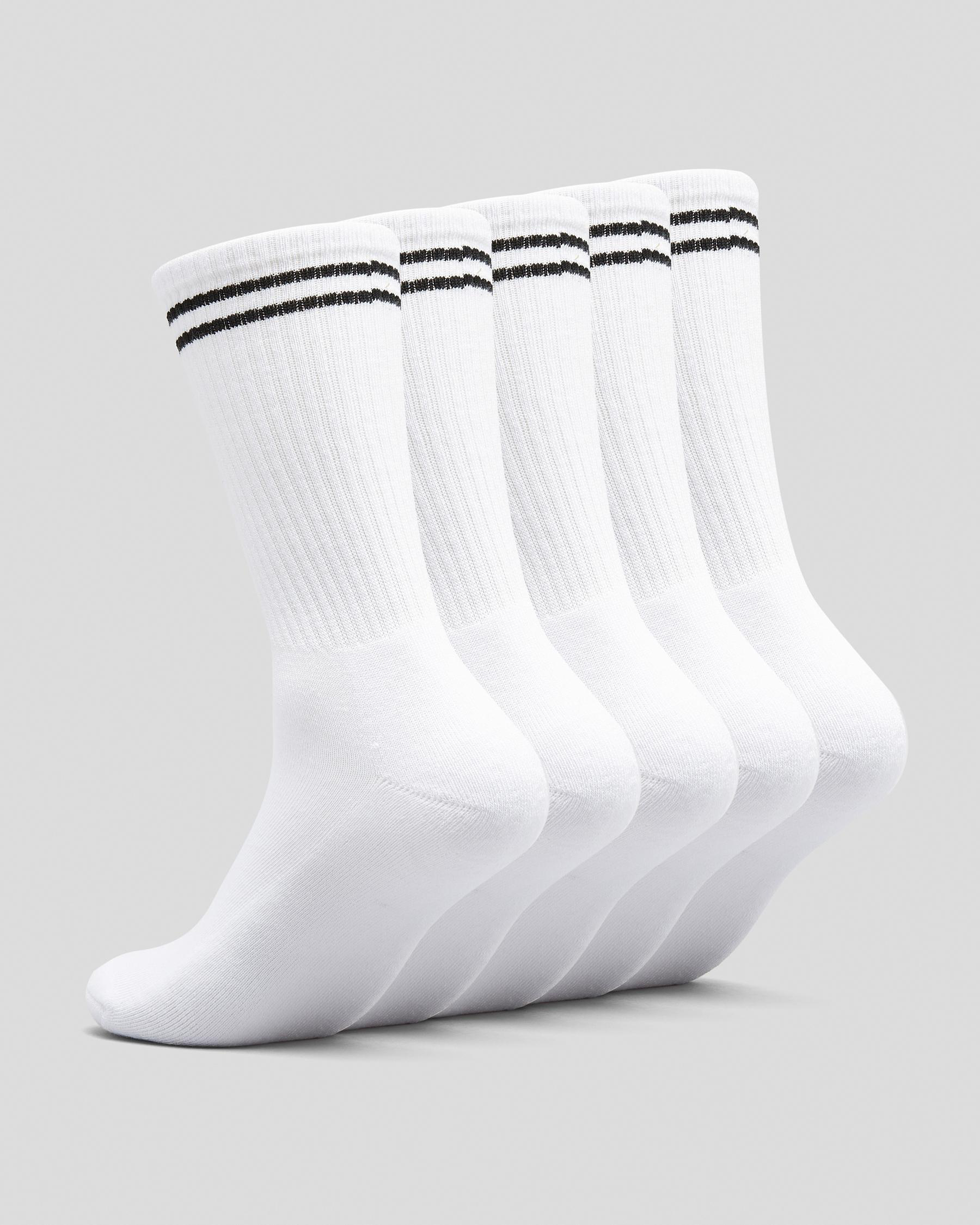 RVCA Union Socks III 5 Pack In White - Fast Shipping & Easy Returns ...