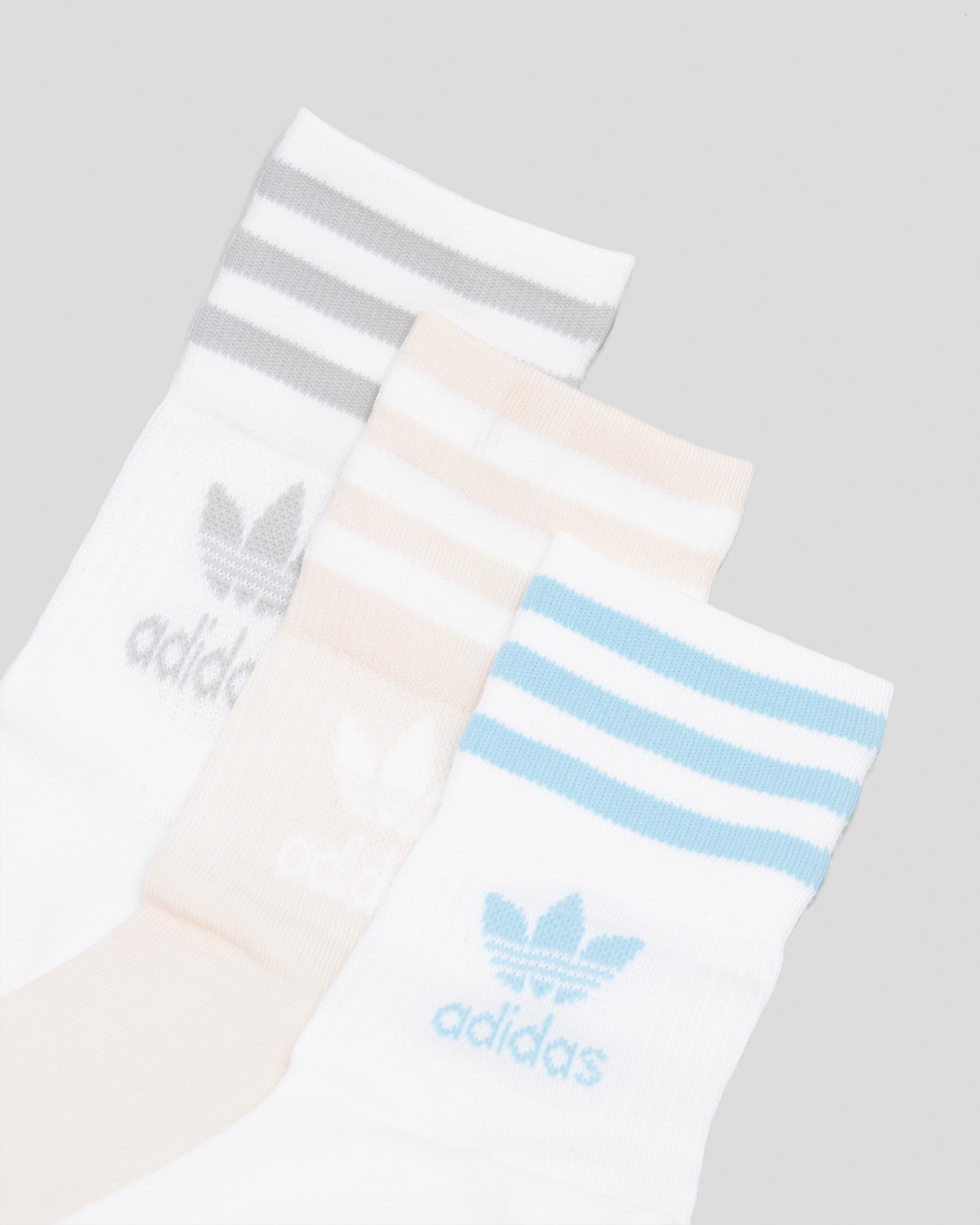 Shop adidas Womens Mid Cut Crew Sock Pack In White/white/wonder Quartz