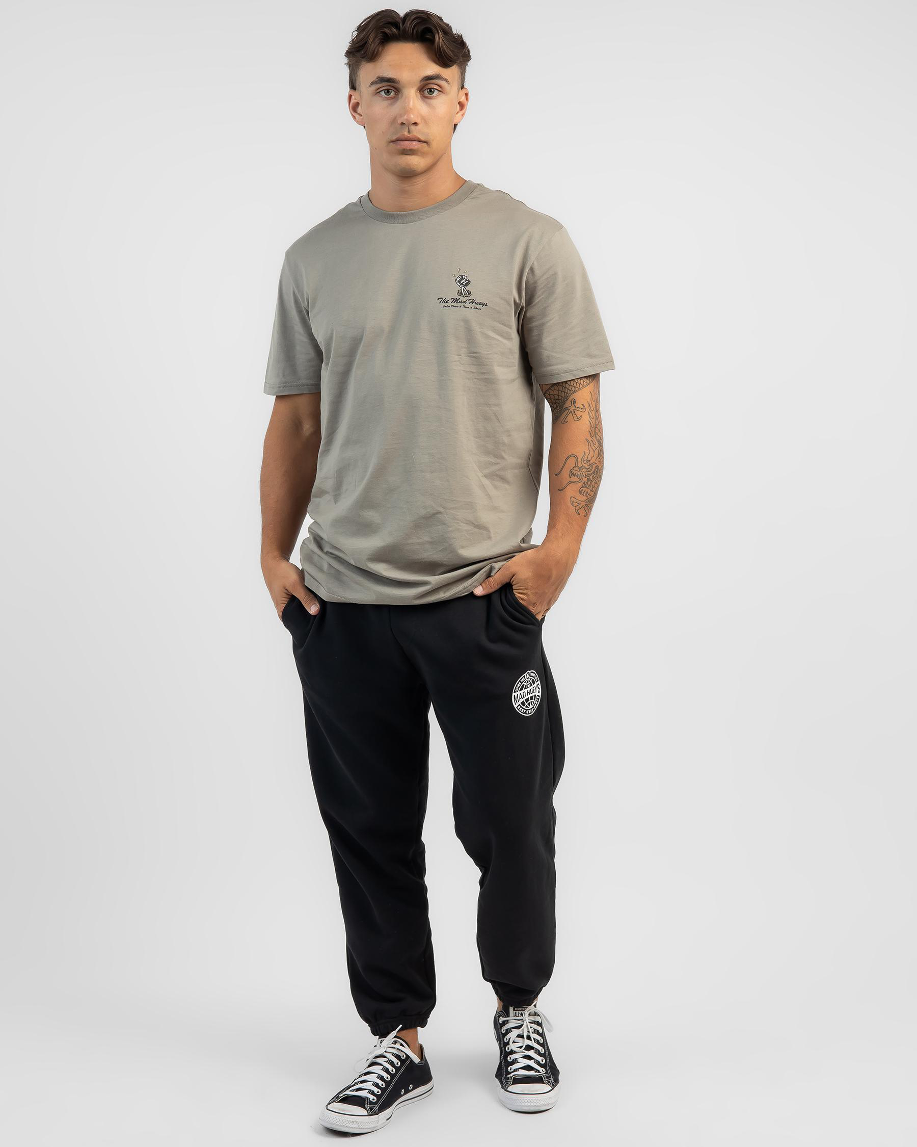 The Mad Hueys Hueys Global Track Pants In Black - Fast Shipping & Easy ...