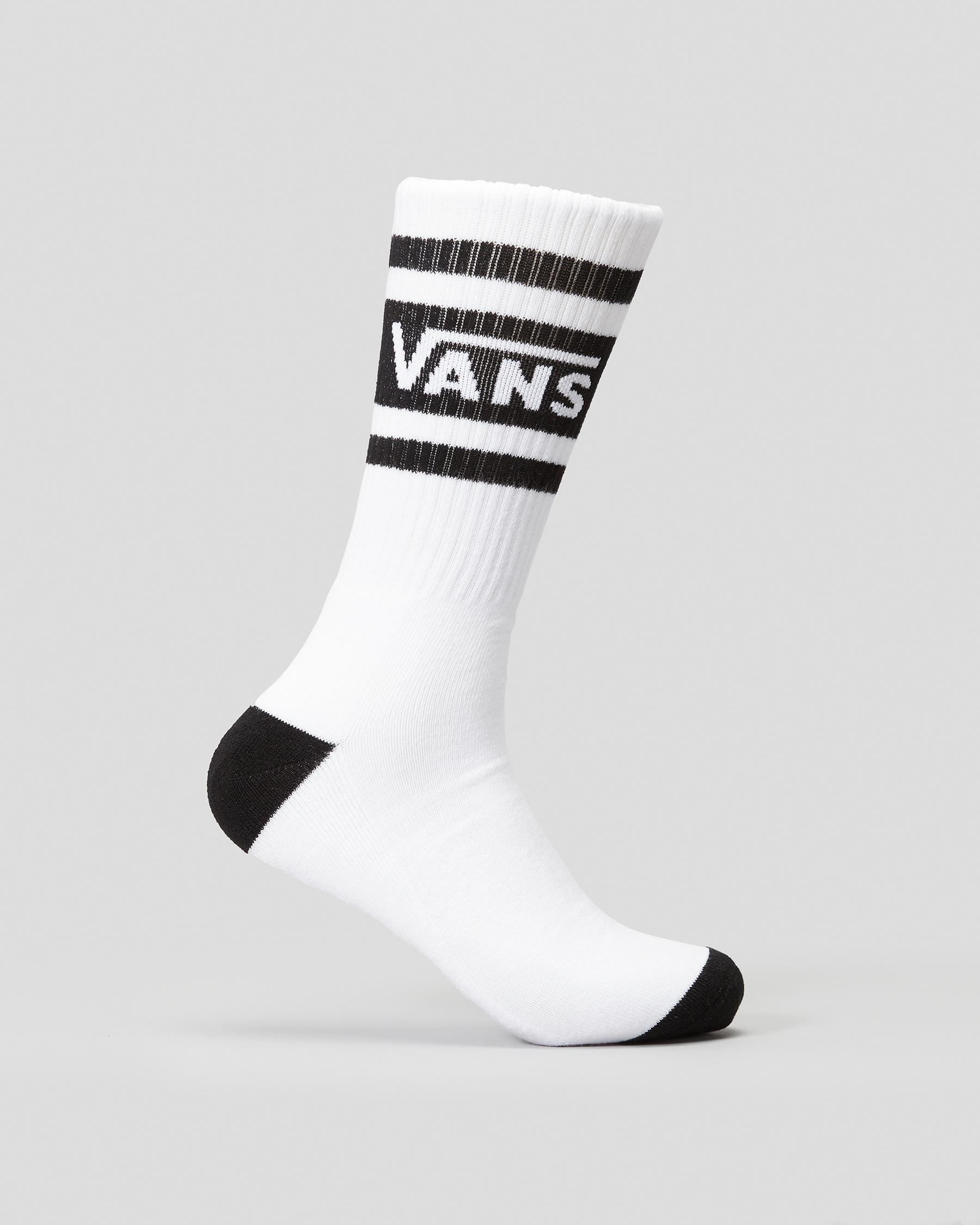 Vans Drop V Crew Socks In White/black - Fast Shipping & Easy Returns ...