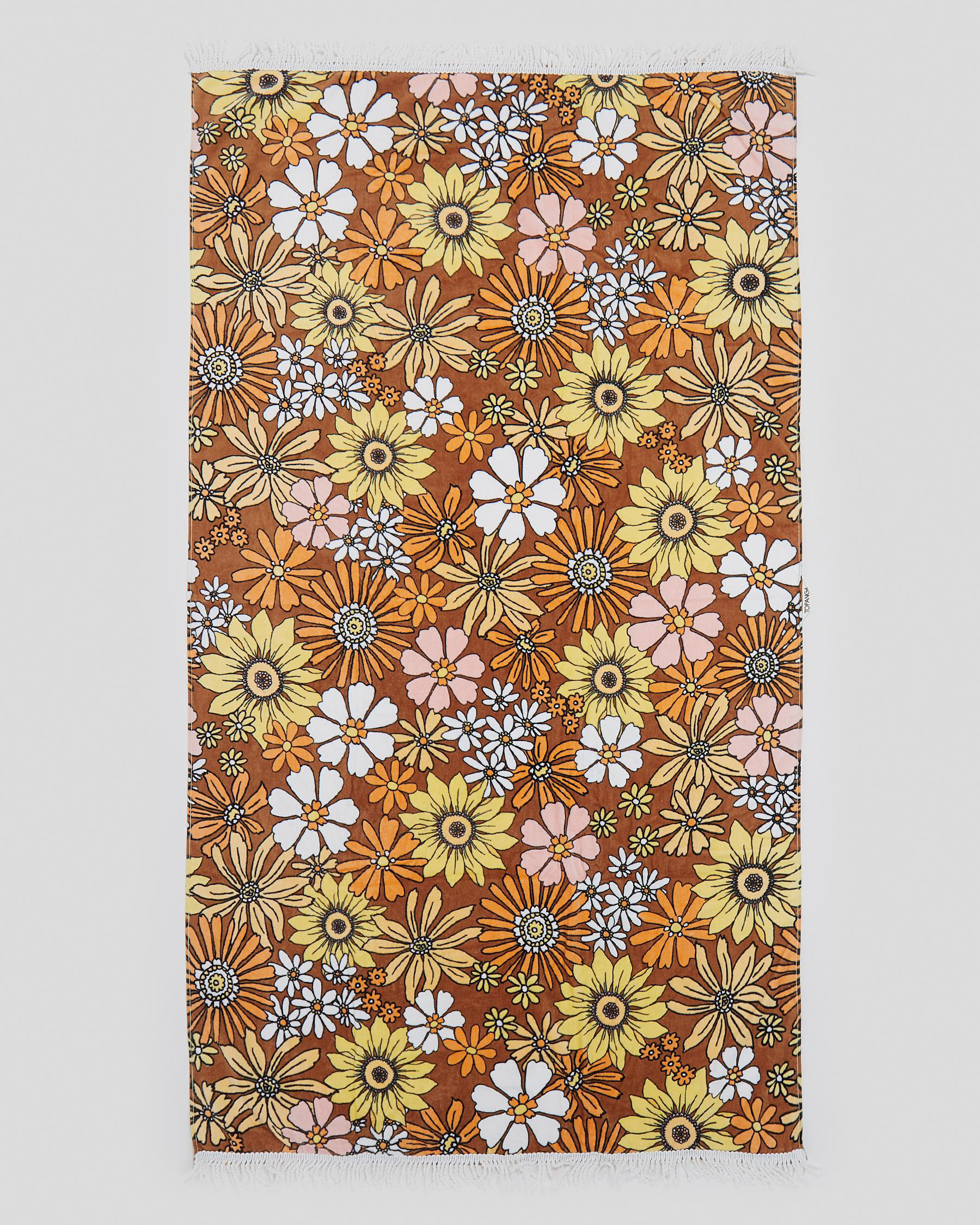 Shop Topanga Flower Power Beach Towel In Chocolate Fast Shipping