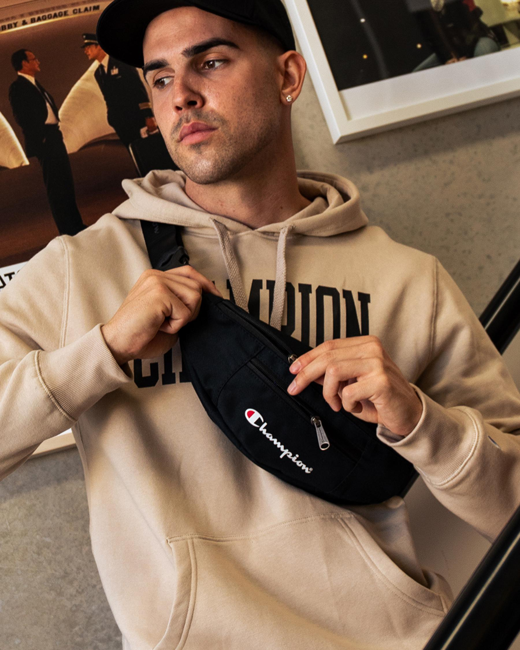 Shop Champion Champion Waist Bag In Black Fast Shipping & Easy