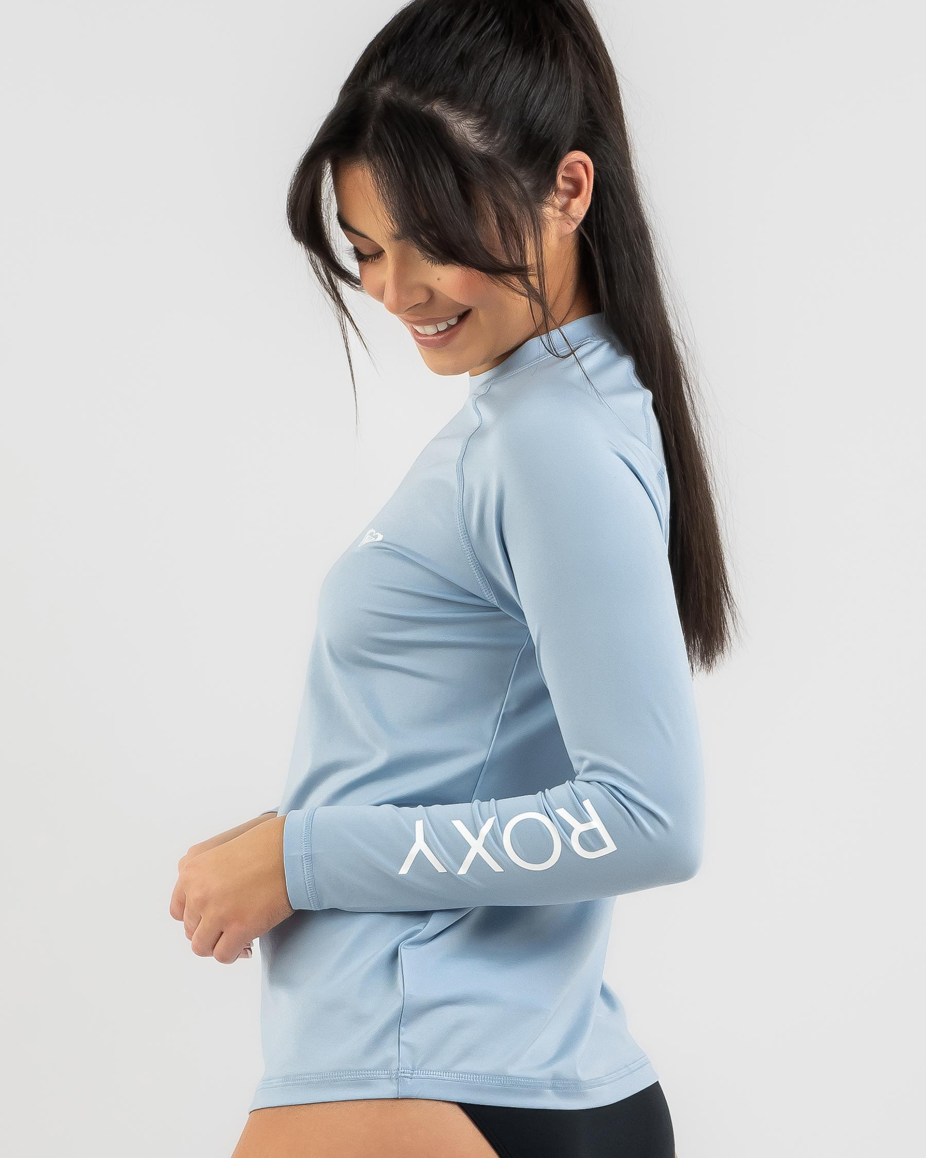 Shop Roxy Essentials Long Sleeve Rash Vest In Clear Sky Fast Shipping