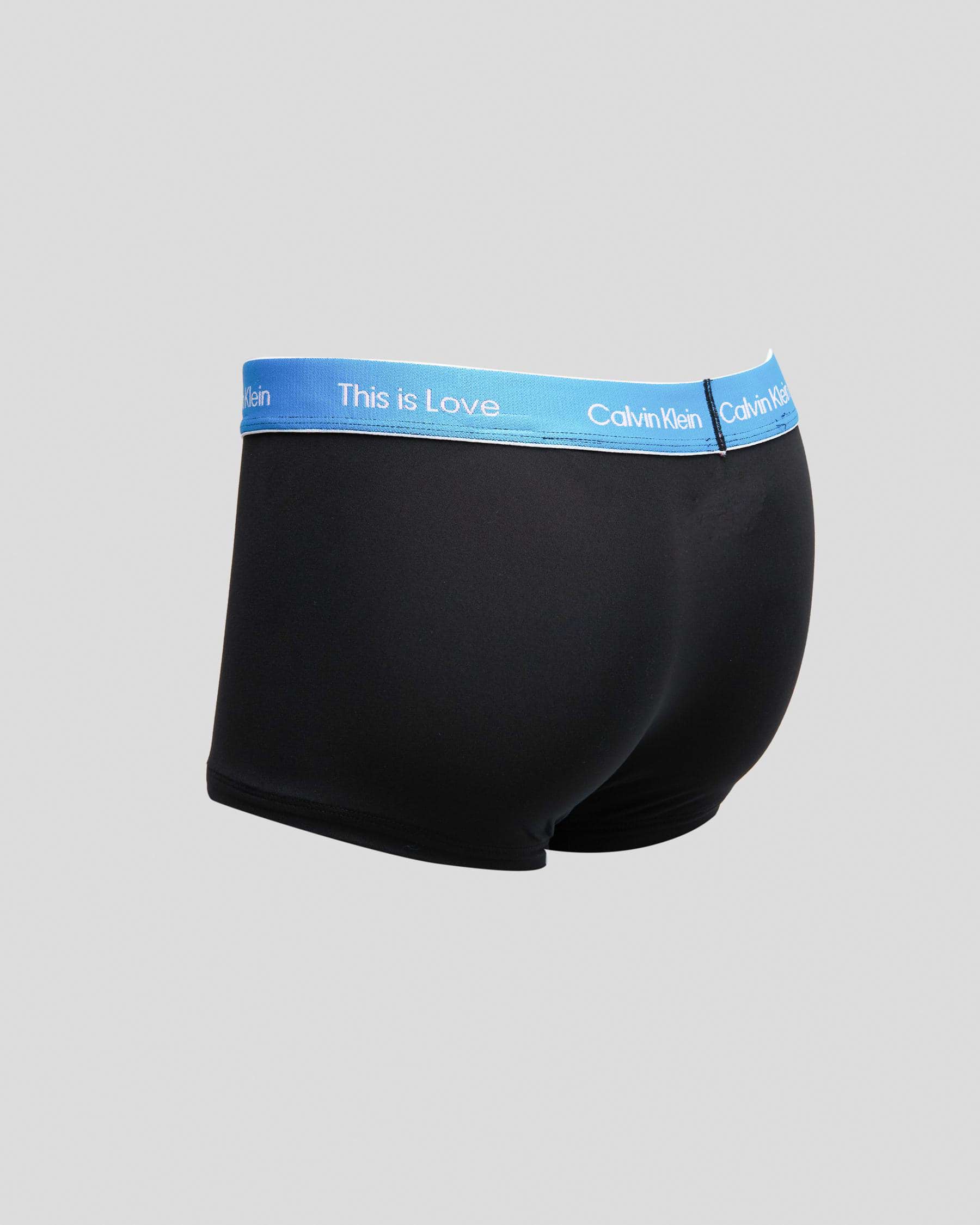 Calvin Klein Low Rise Trunk In Black/shocking Blue - Fast Shipping ...