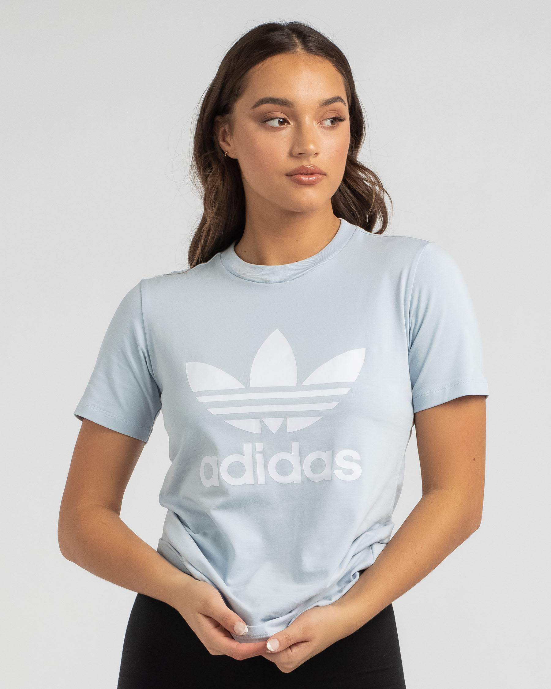 Shop adidas Trefoil T-Shirt In Halo Blue - Fast Shipping & Easy Returns ...