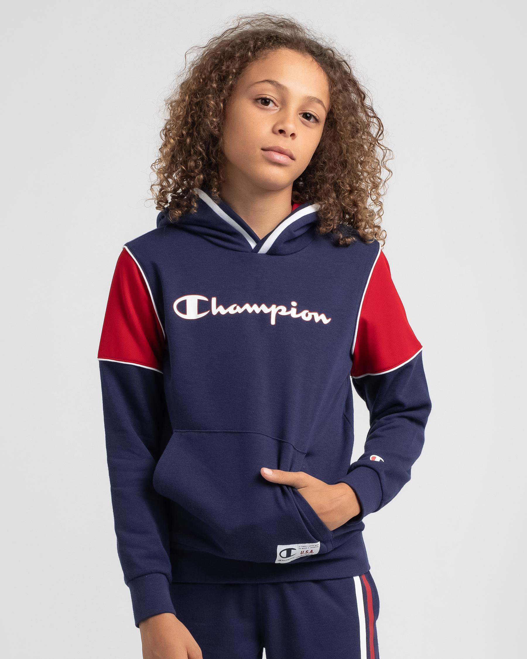 Shop Champion Boys Basket Game Hoodie In Midnight Blue Fast Shipping Easy Returns City
