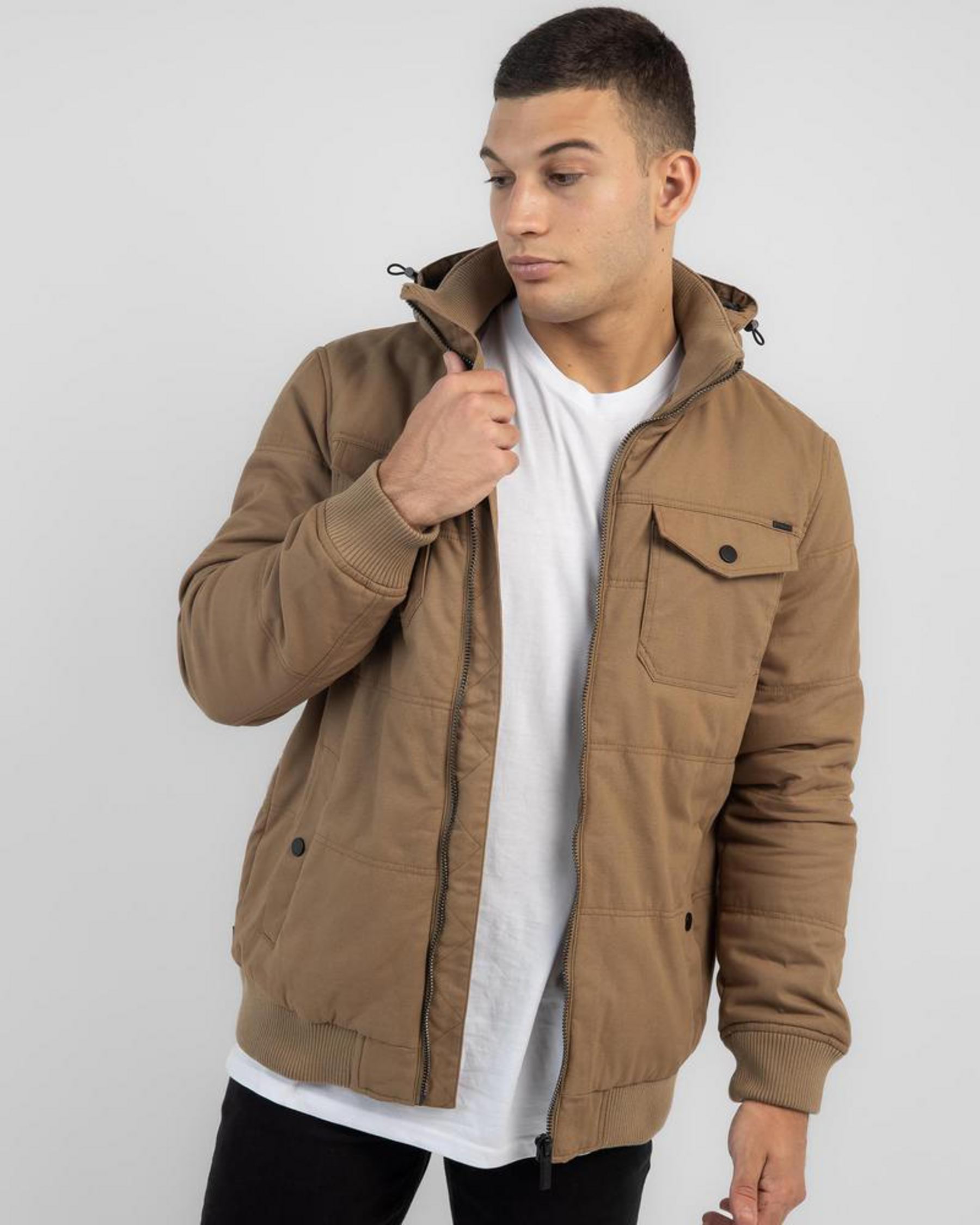 Shop Dexter Acquisition Hooded Jacket In Tan - Fast Shipping & Easy ...