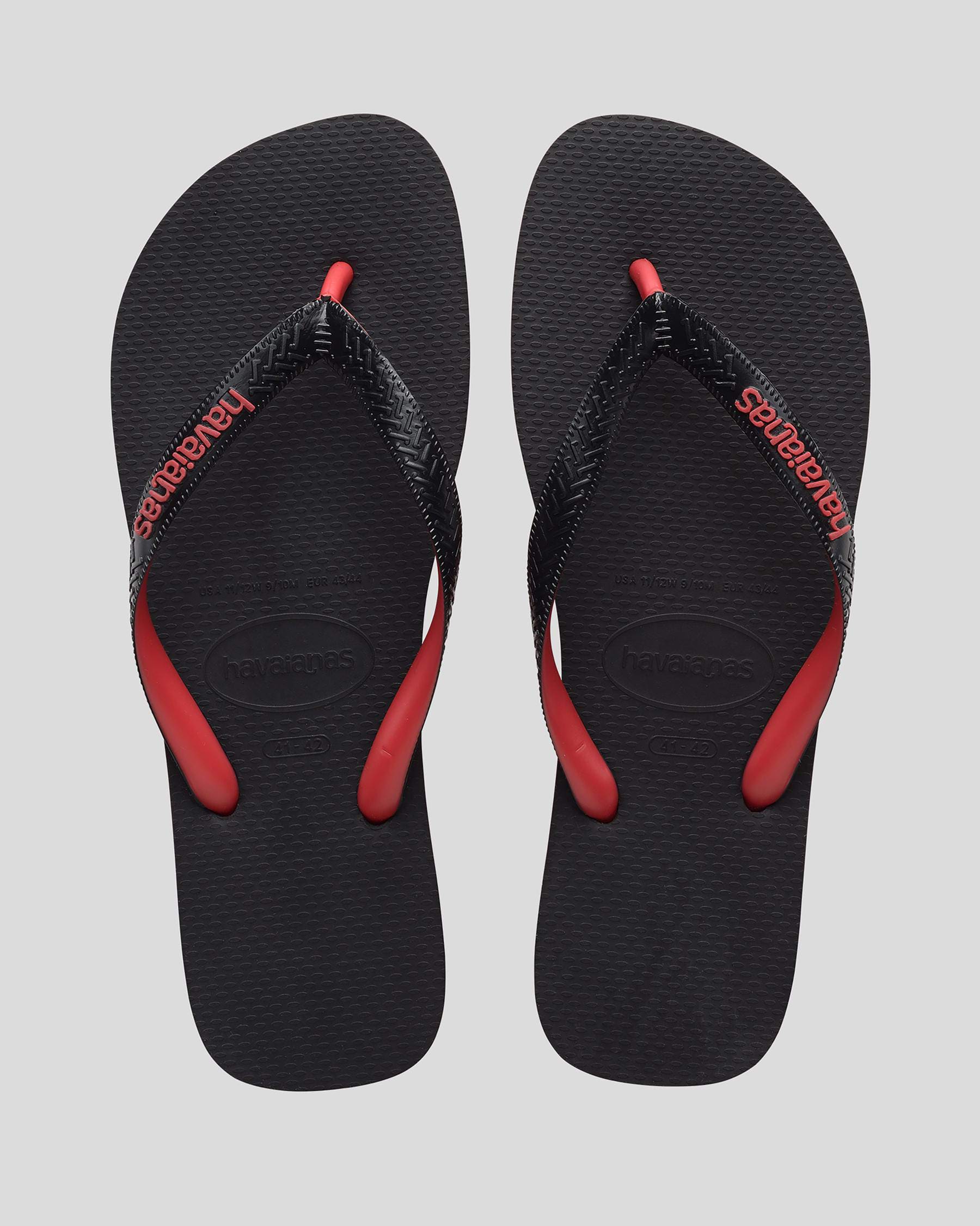 Havaianas Top Rubber Mix Thongs In Black/red - Fast Shipping & Easy ...