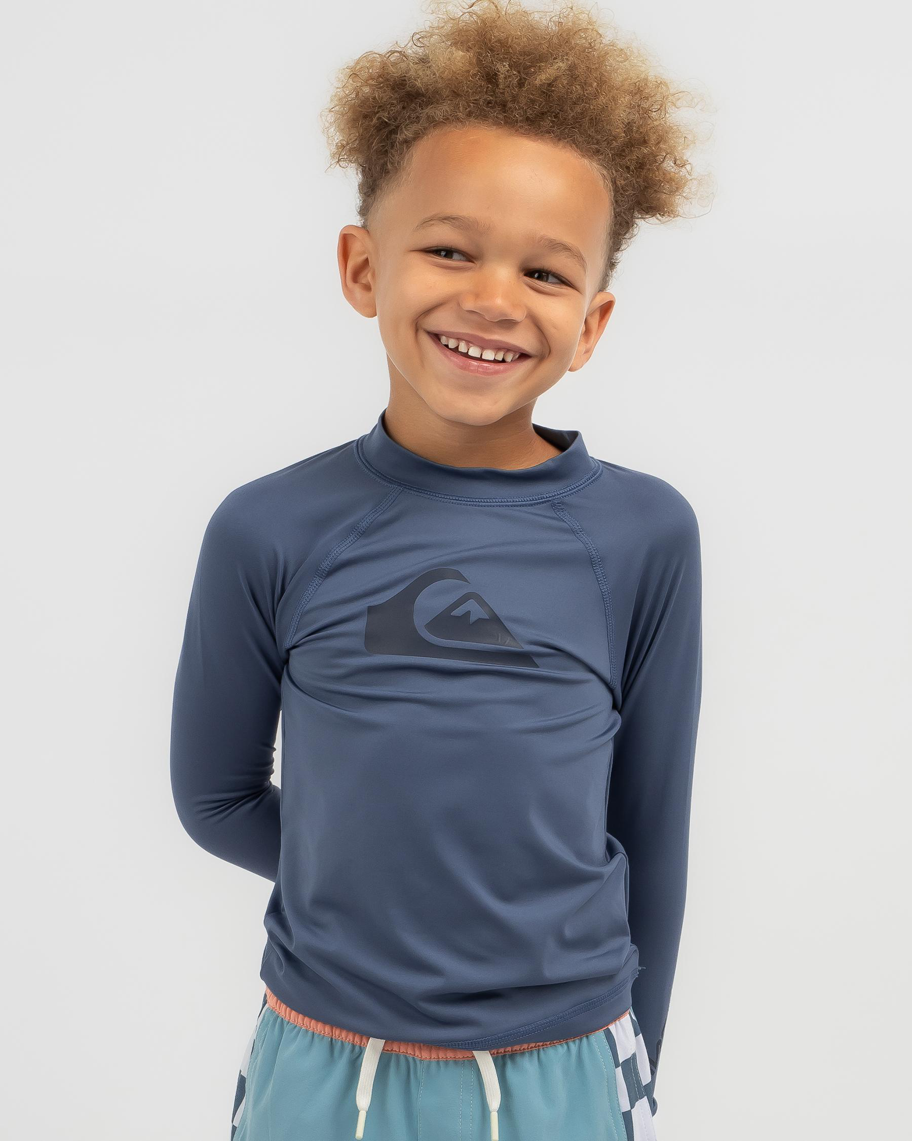Quiksilver Toddlers' All Time Long Sleeve Rash Vest In Bering Sea