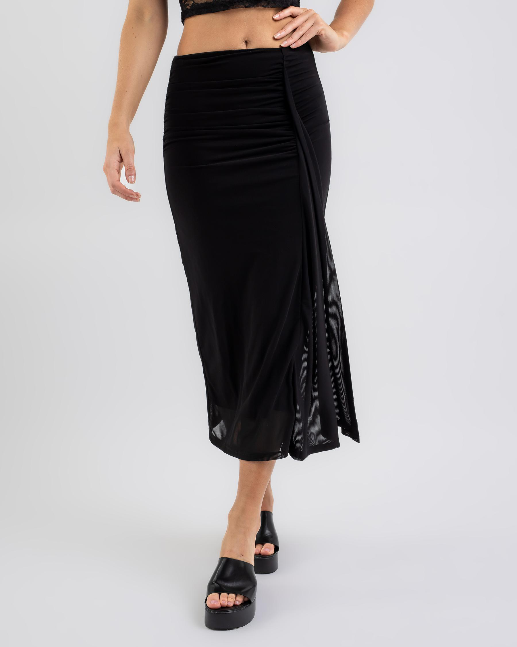 Shop Sunny Girl Sasha Midi Skirt In Black Fast Shipping & Easy