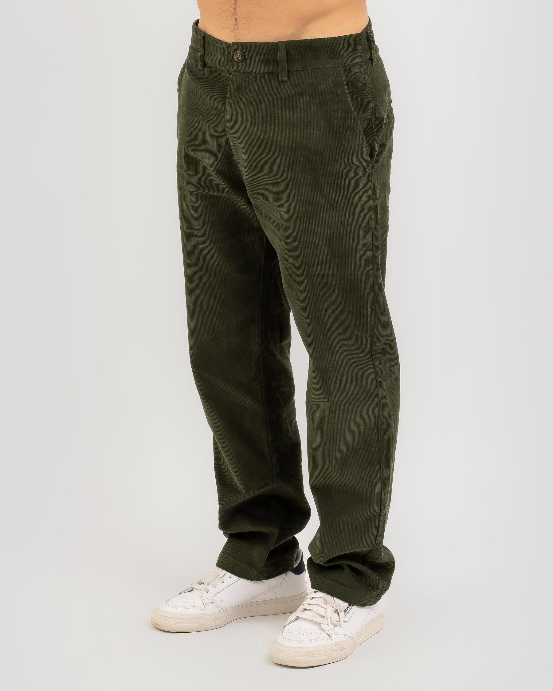 Rhythm Cord Trouser Pants In Olive - Fast Shipping & Easy Returns ...
