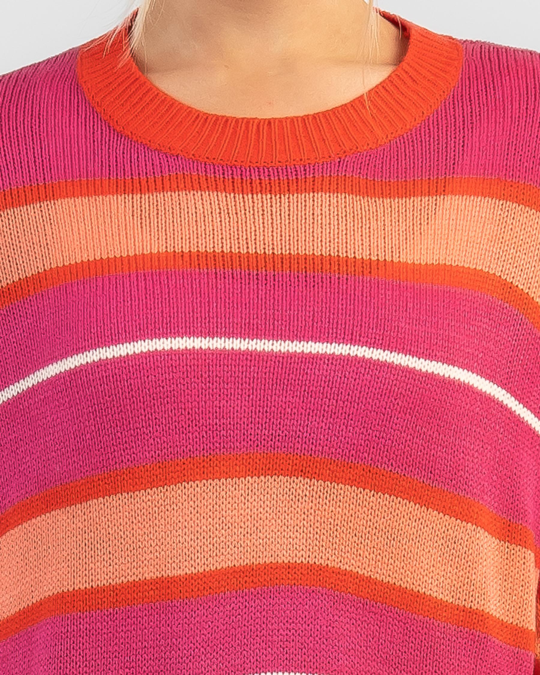 Shop Ava And Ever Avril Stripe Crew Neck Knit Jumper In Pink Multi ...