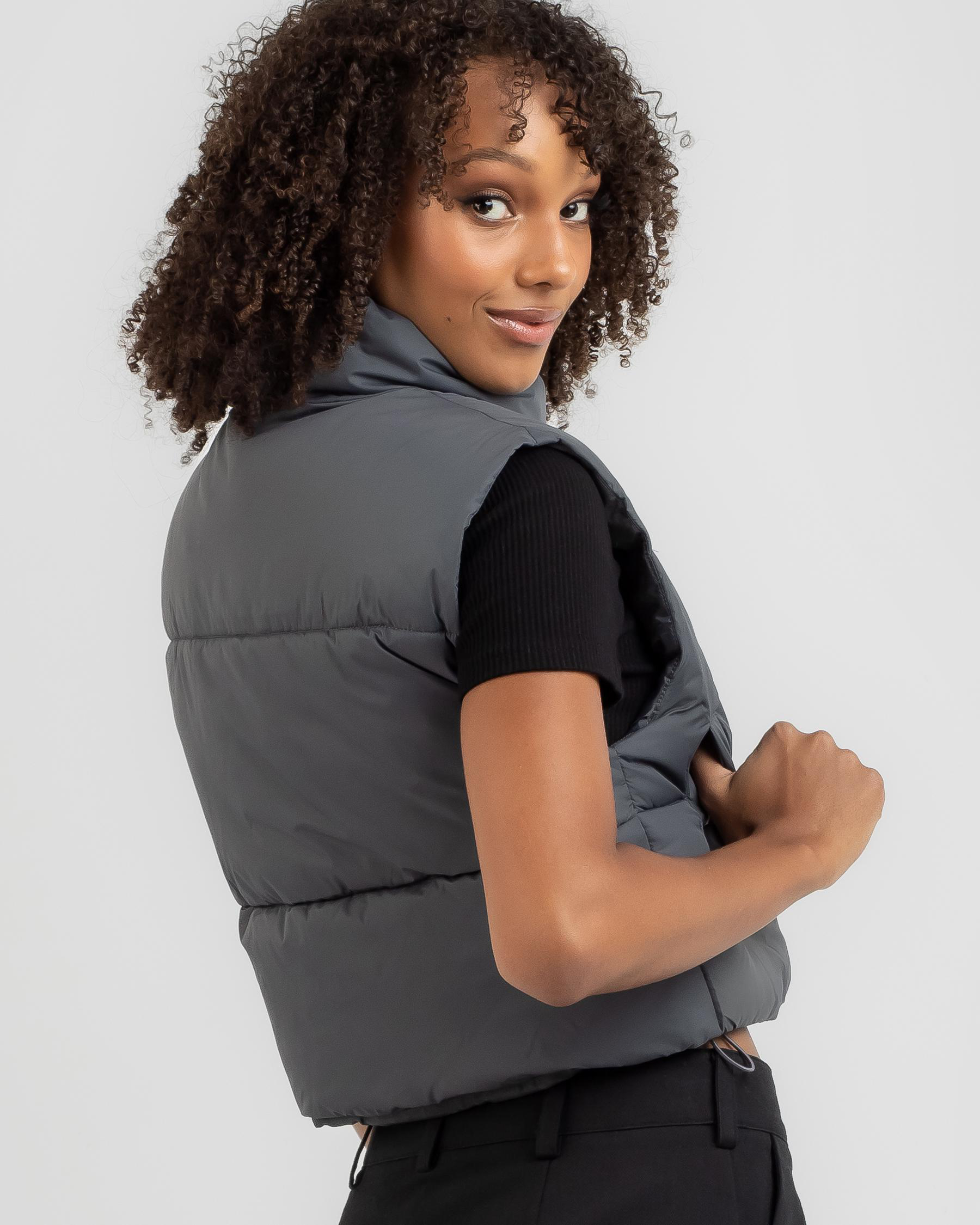 Ava And Ever Icy Puffer Vest In Charcoal Fast Shipping & Easy Returns