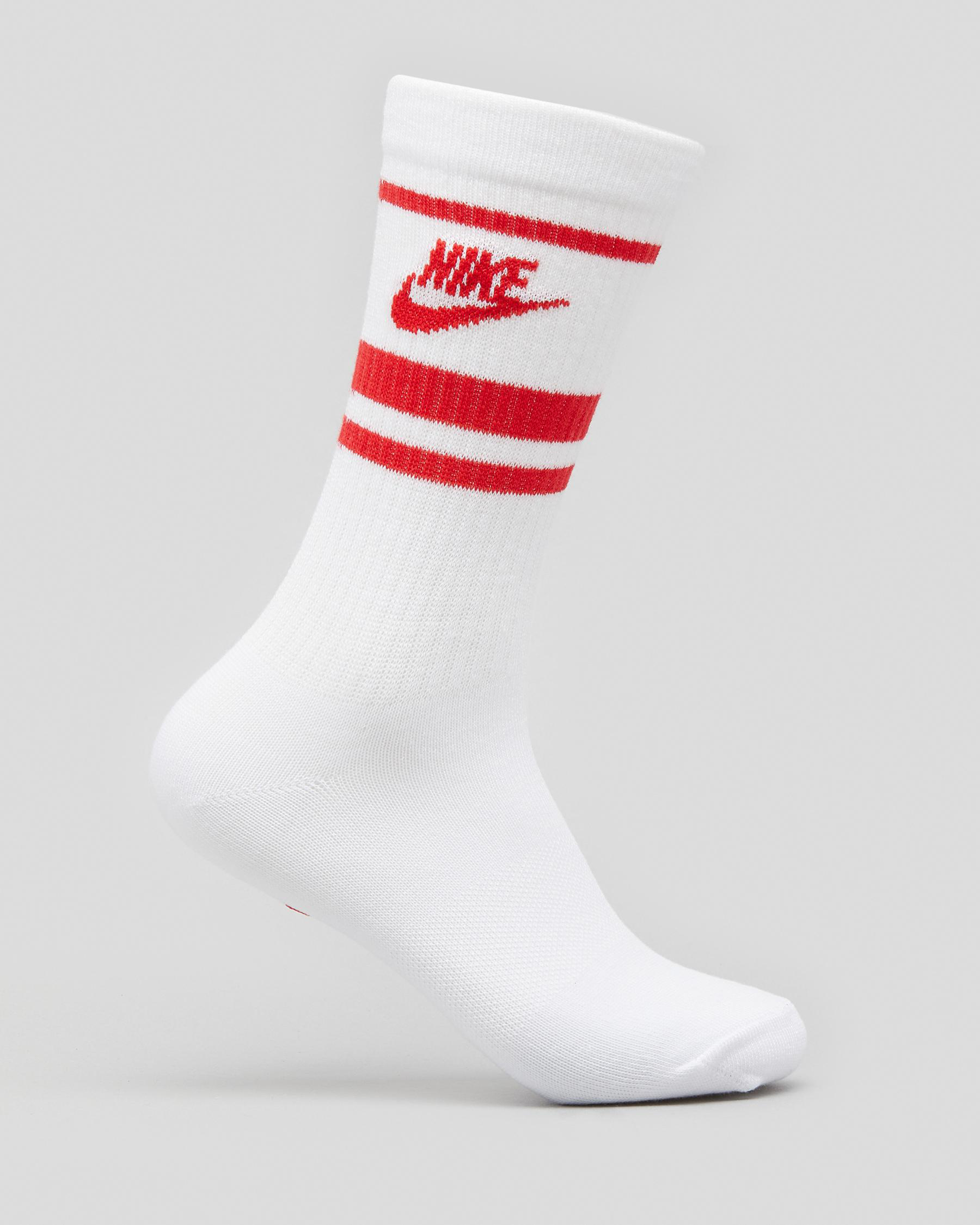 Nike Everyday Essential Crew Socks 3 Pack In White/university Red ...