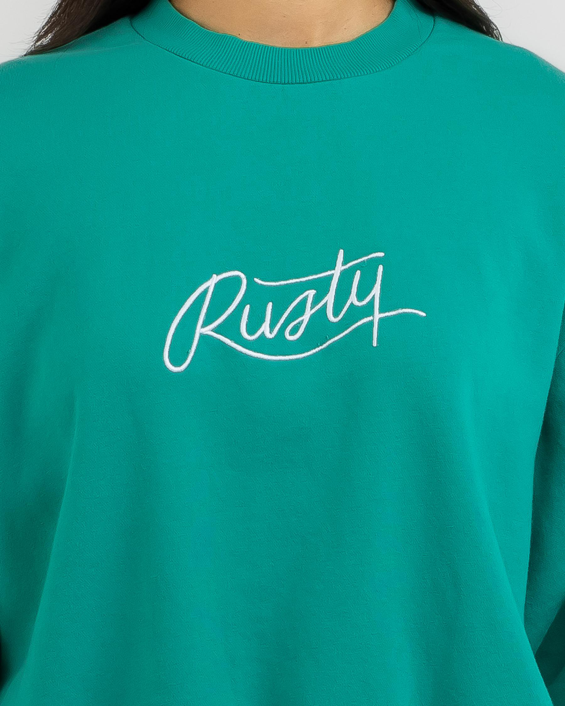 Shop Rusty Logo Oversize Crewneck Sweatshirt In Emerald - Fast Shipping ...