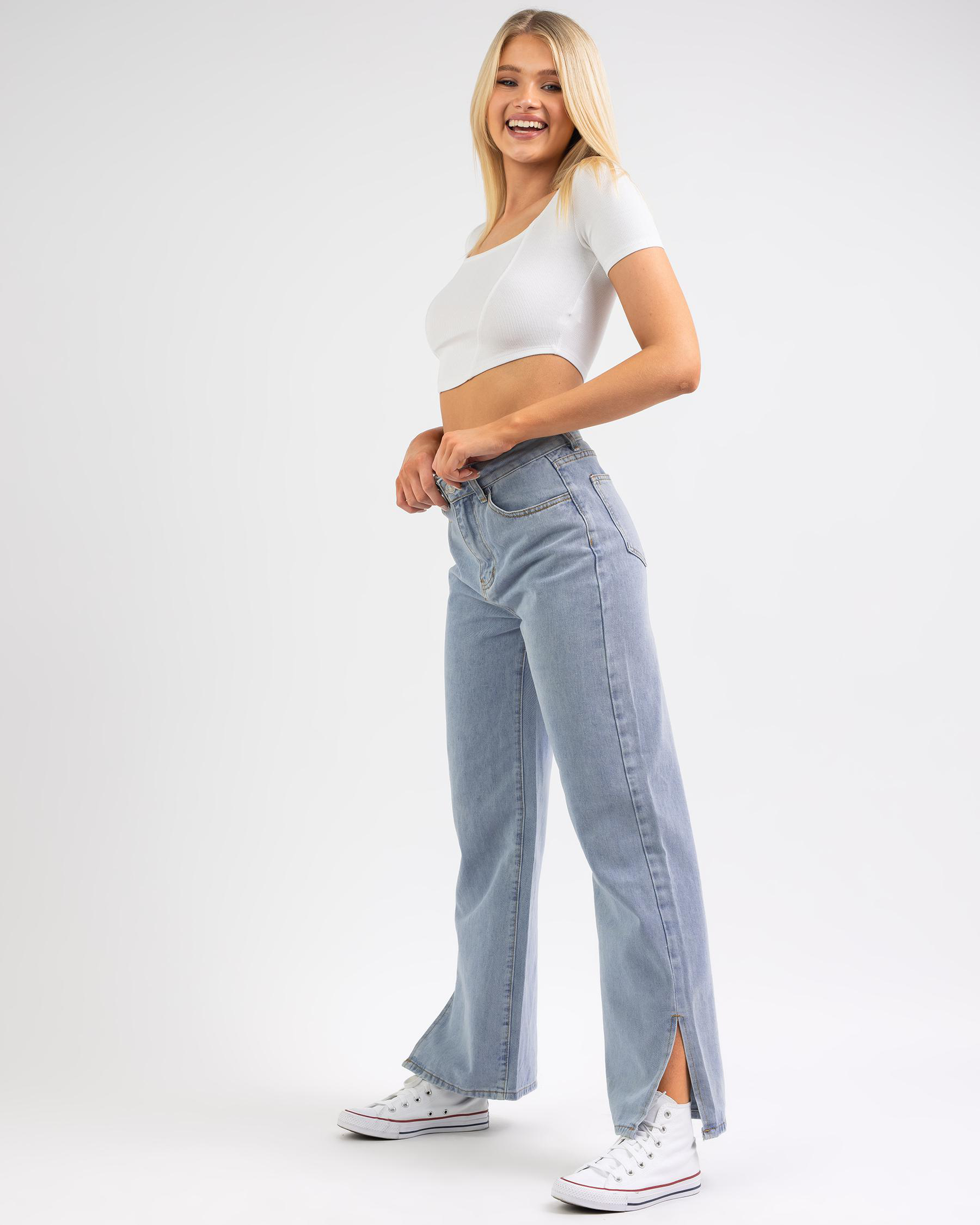 Shop DESU Gabrielle Jeans In Light Mid Fast Shipping & Easy Returns