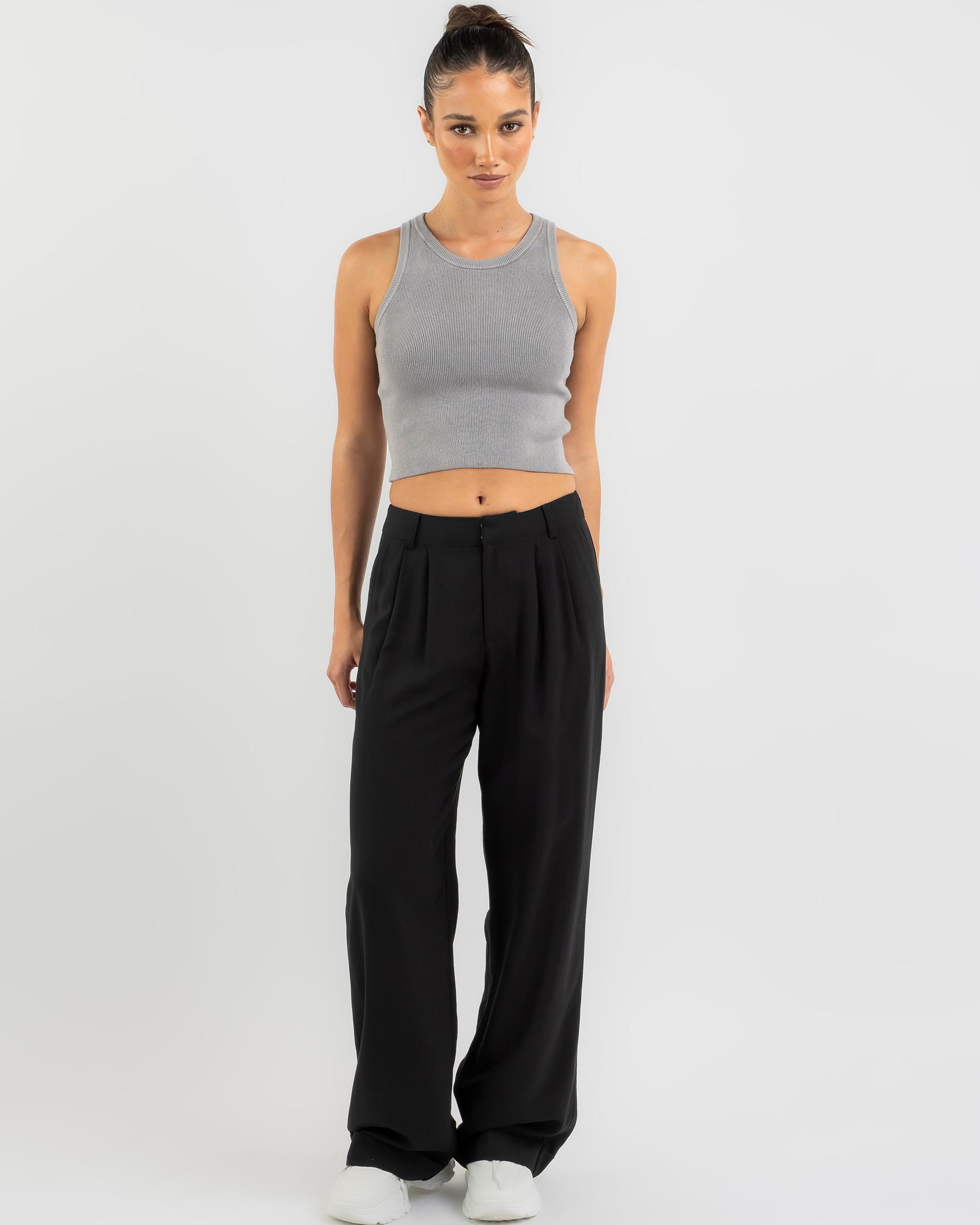 Shop Mooloola Basic Racer Back Knit Top In Grey - Fast Shipping & Easy ...