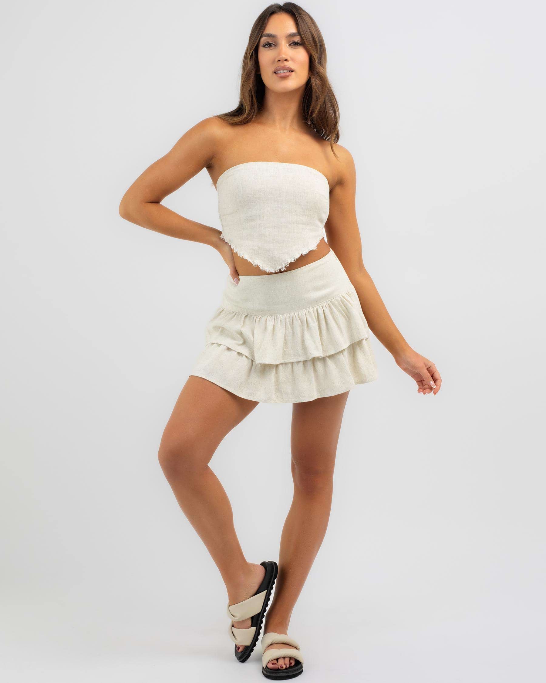 Mooloola Lila Dallis Skirt In Natural Salt & Pepper - Fast Shipping ...
