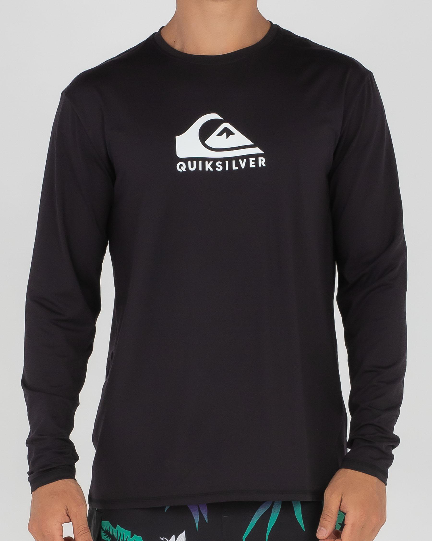Shop Quiksilver Solid Streak Long Sleeve Rash Vest In Black Fast Shipping & Easy Returns
