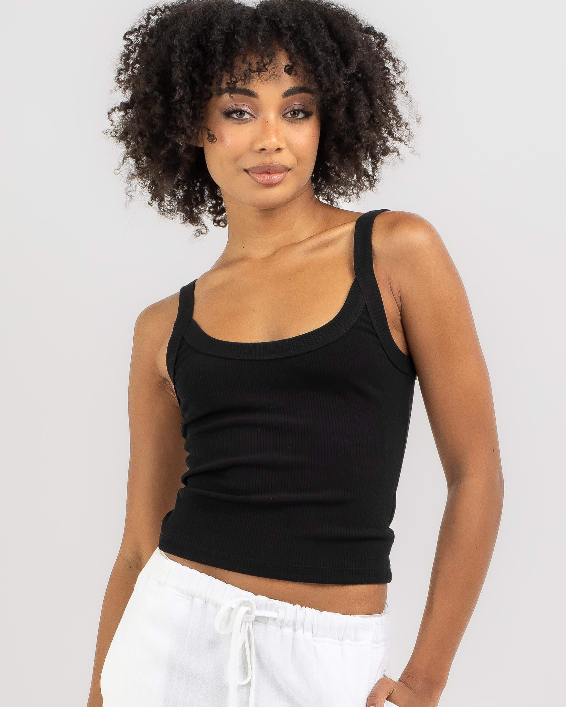 Shop Ava And Ever Ayla Basic Rib Tank Top In Black - Fast Shipping ...