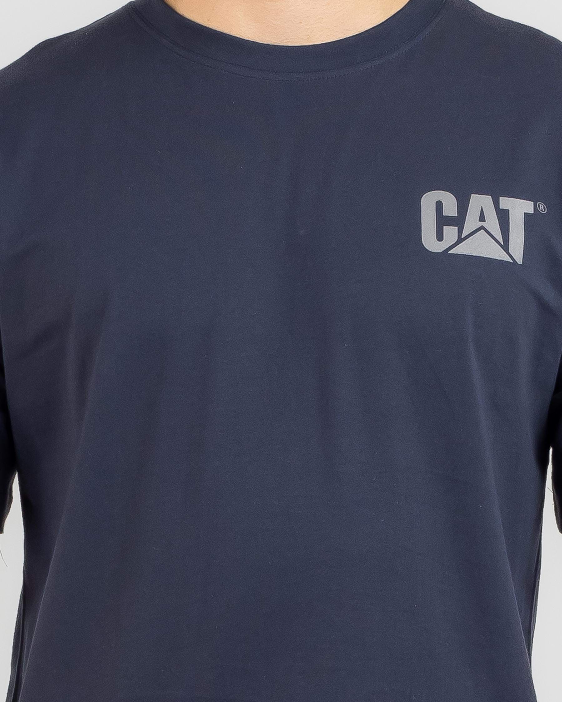 Shop Cat Trademark Logo T-Shirt In Eclipse - Charcoal - Fast Shipping ...