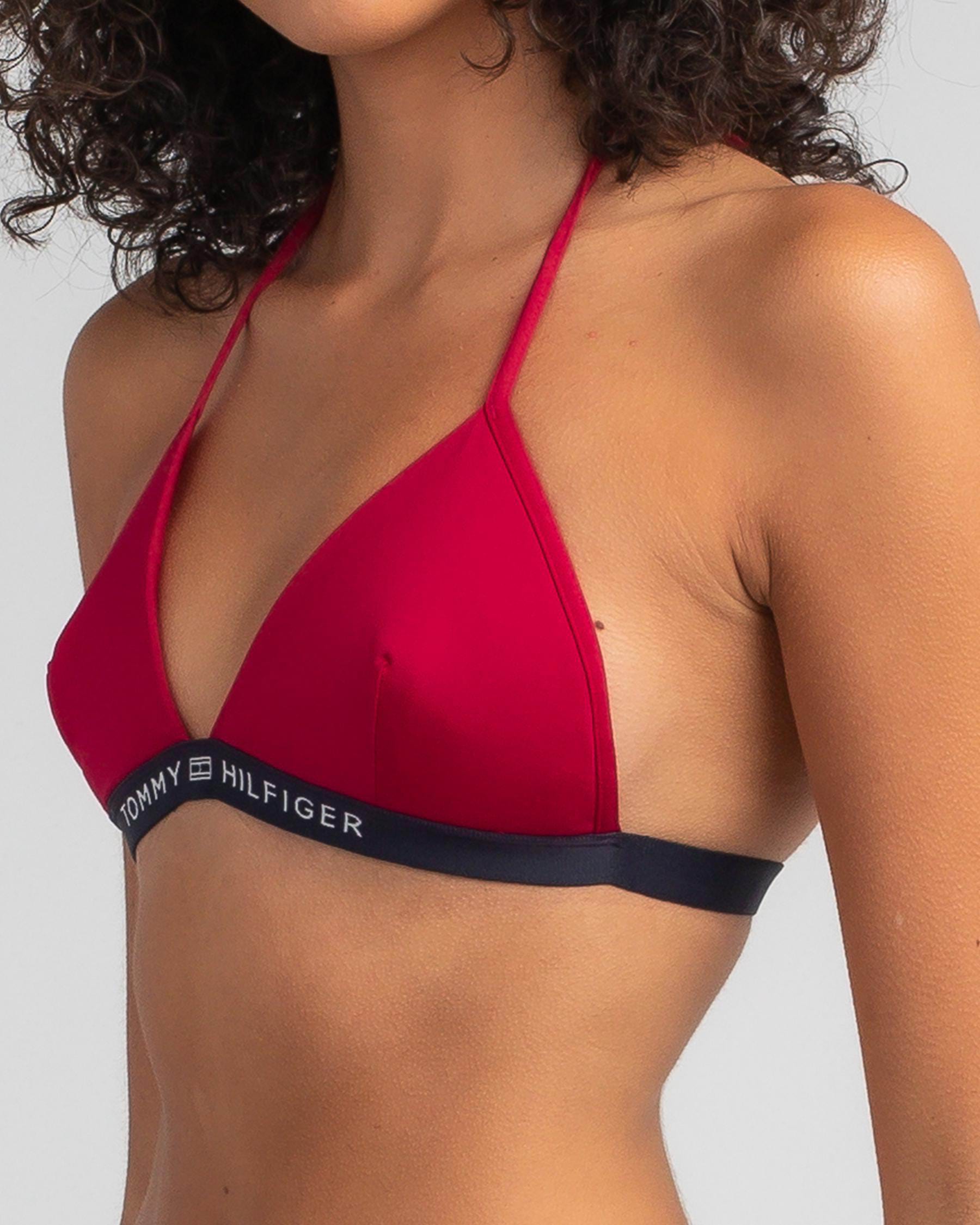 Tommy Hilfiger Core Solid Triangle Bikini Top In Magenta Fast Shipping & Easy Returns - Beach United States