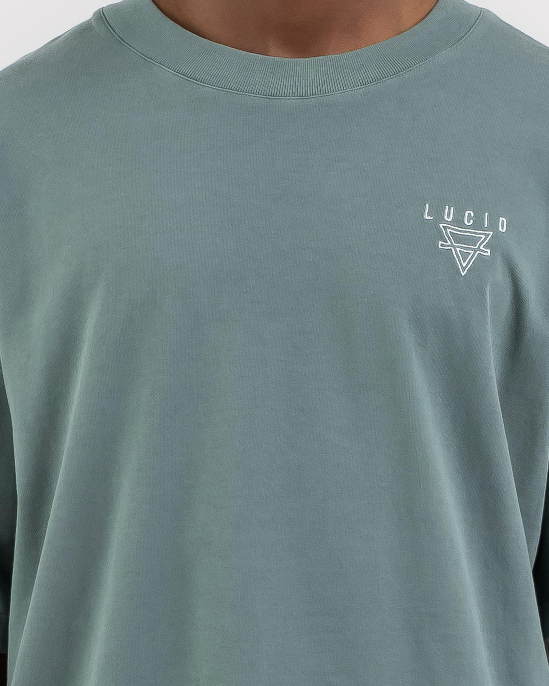 Shop Lucid Framed Box Fit TShirt In Washed Green Fast Shipping