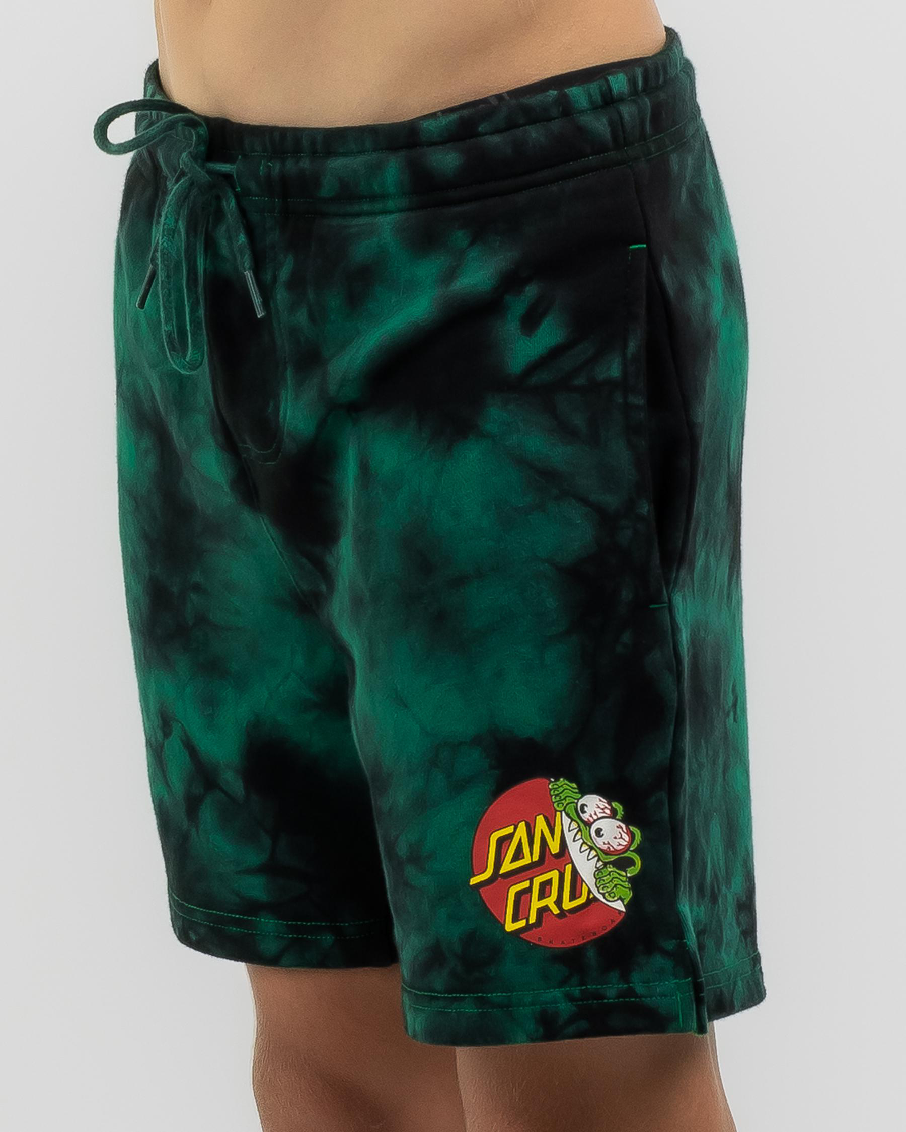 Shop Santa Cruz Boys' Beware Dot Tie Dye Board Shorts In Green Tie Dye