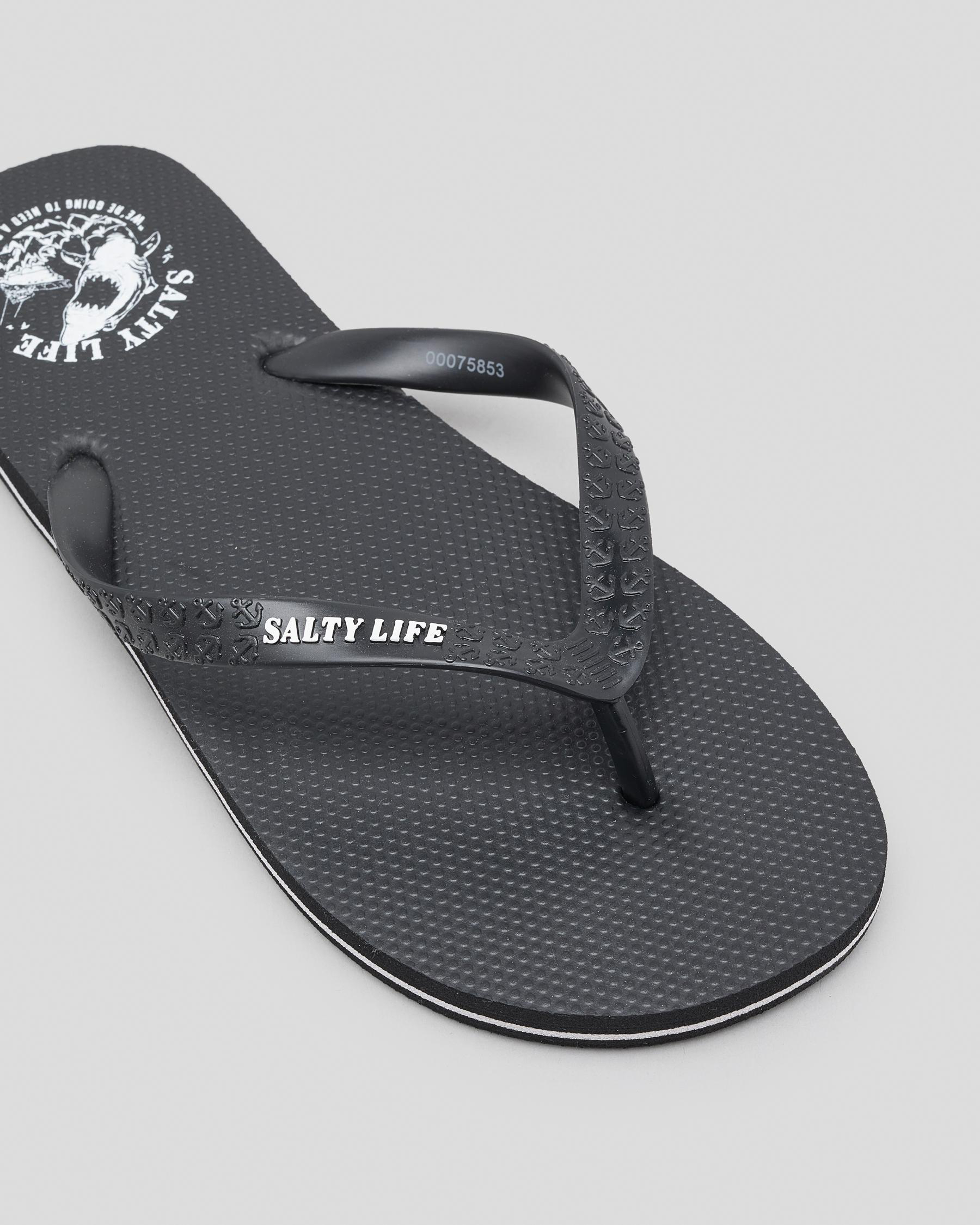 Salty Life Summit Thongs In Black/white - Fast Shipping & Easy Returns ...