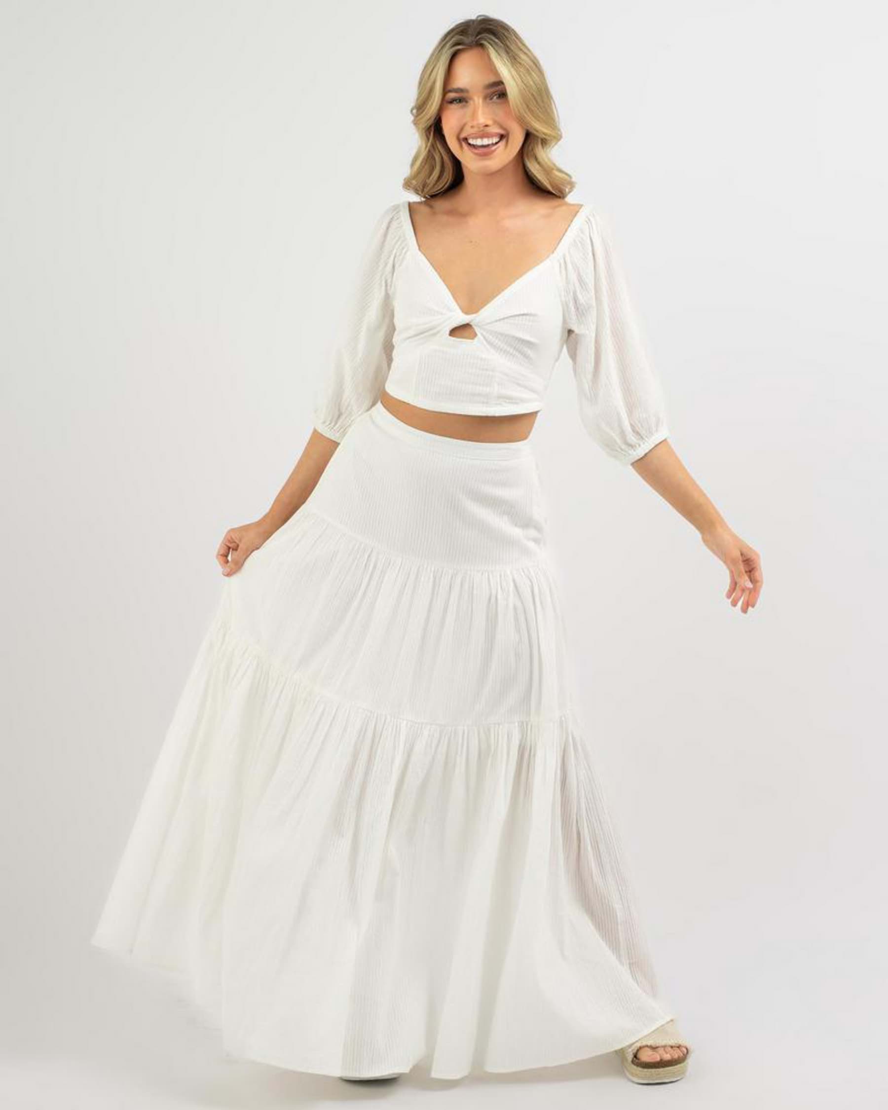 Shop Billabong Del Sole Maxi Skirt In White - Fast Shipping & Easy ...