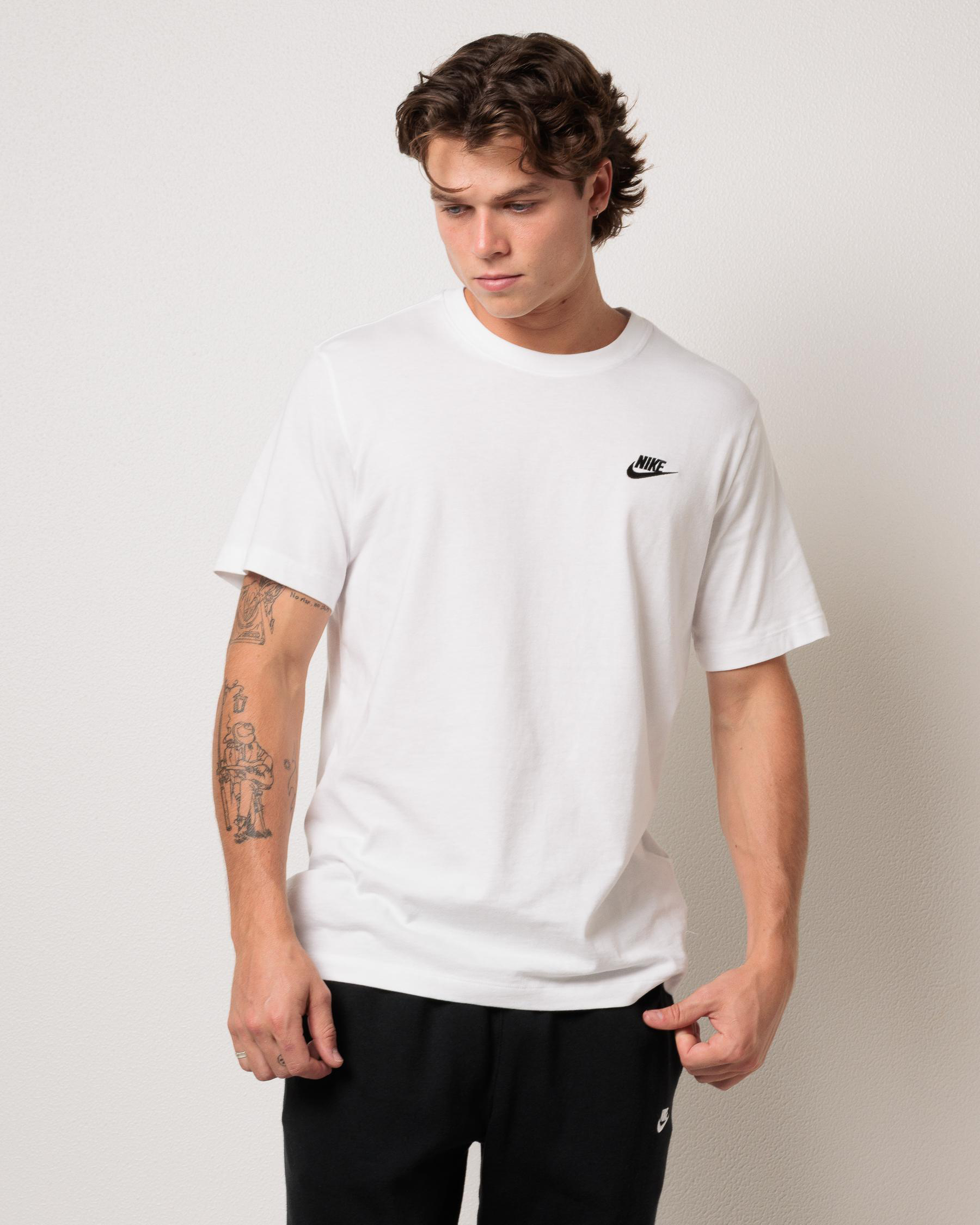 Shop Nike Sportswear Club TShirt In White/ Black Fast Shipping