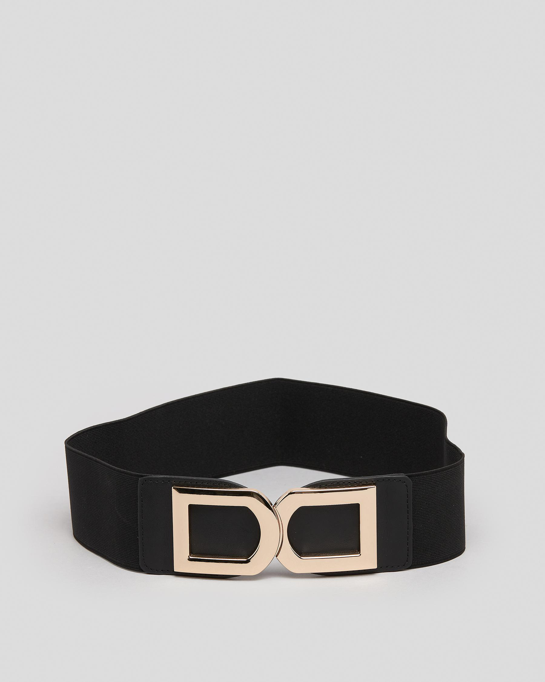Shop Ava And Ever Ashley Stretch Belt In Black/gold - Fast Shipping ...
